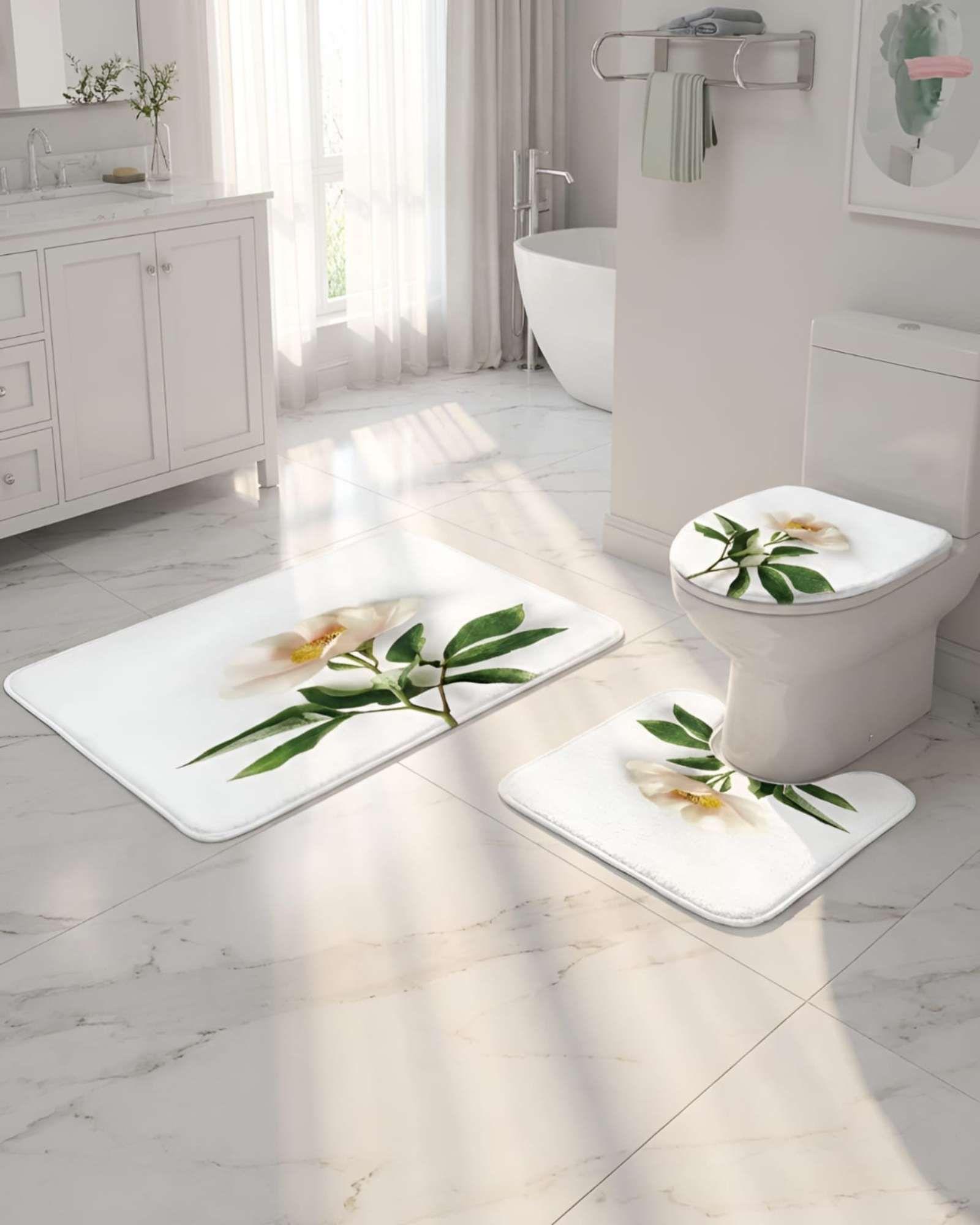 Set de baño 5 piezas Cortina mas Alfombras mas forro de ducha  -24-3