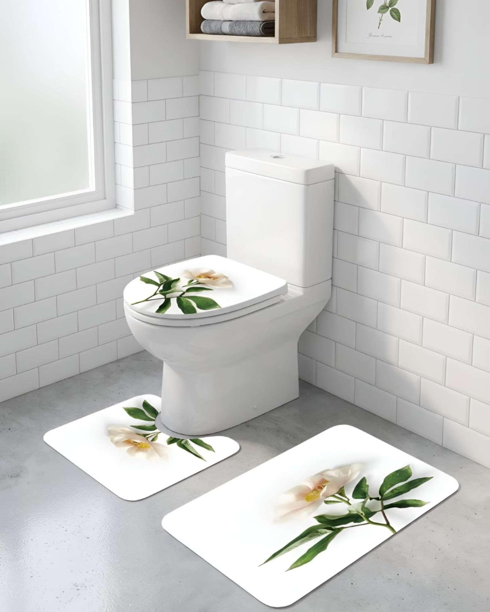 Set de baño 5 piezas Cortina mas Alfombras mas forro de ducha  -24-4