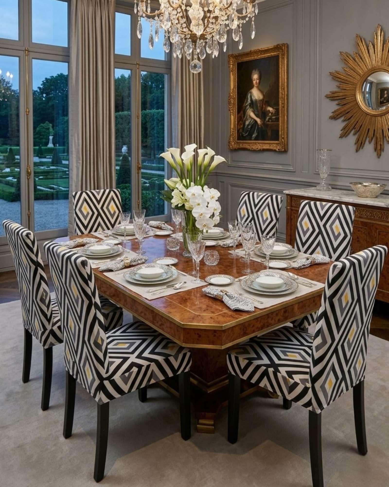 Pack de 6 fundas elasticas para sillas con diseño moderno M6-4