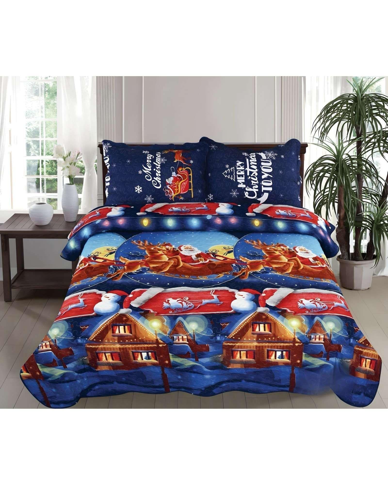 CUBRECAMA QUILT DE NAVIDAD PLAZA Y MEDIA  K6-0