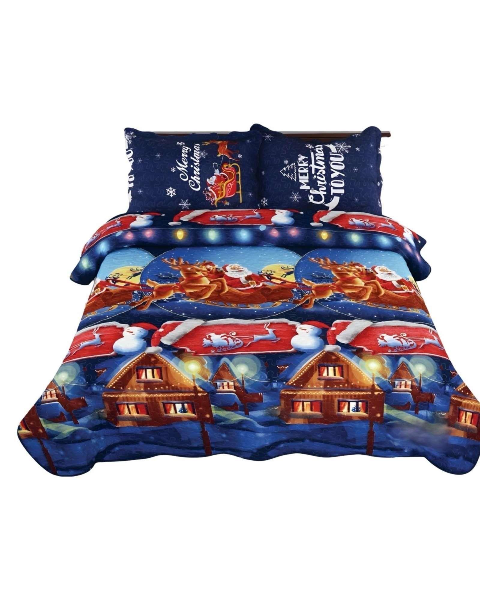 CUBRECAMA QUILT DE NAVIDAD PLAZA Y MEDIA  K6-2