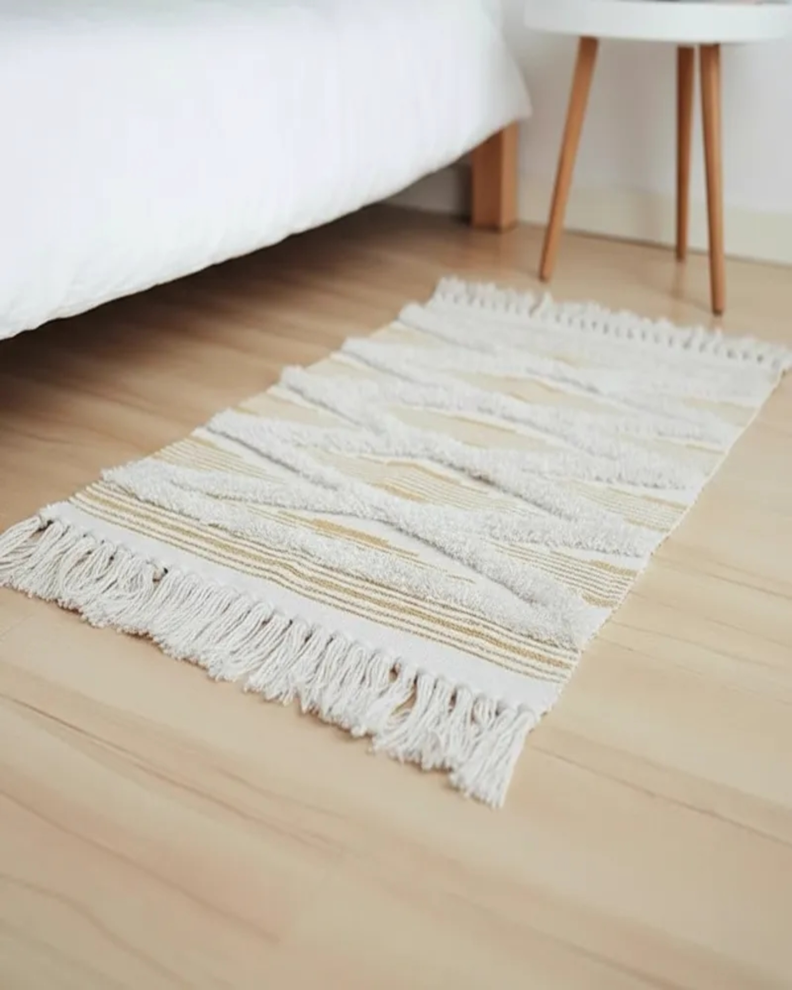 Bajada de Cama de Lino estilo boho  medida 60 cm x 90 cm C6-2