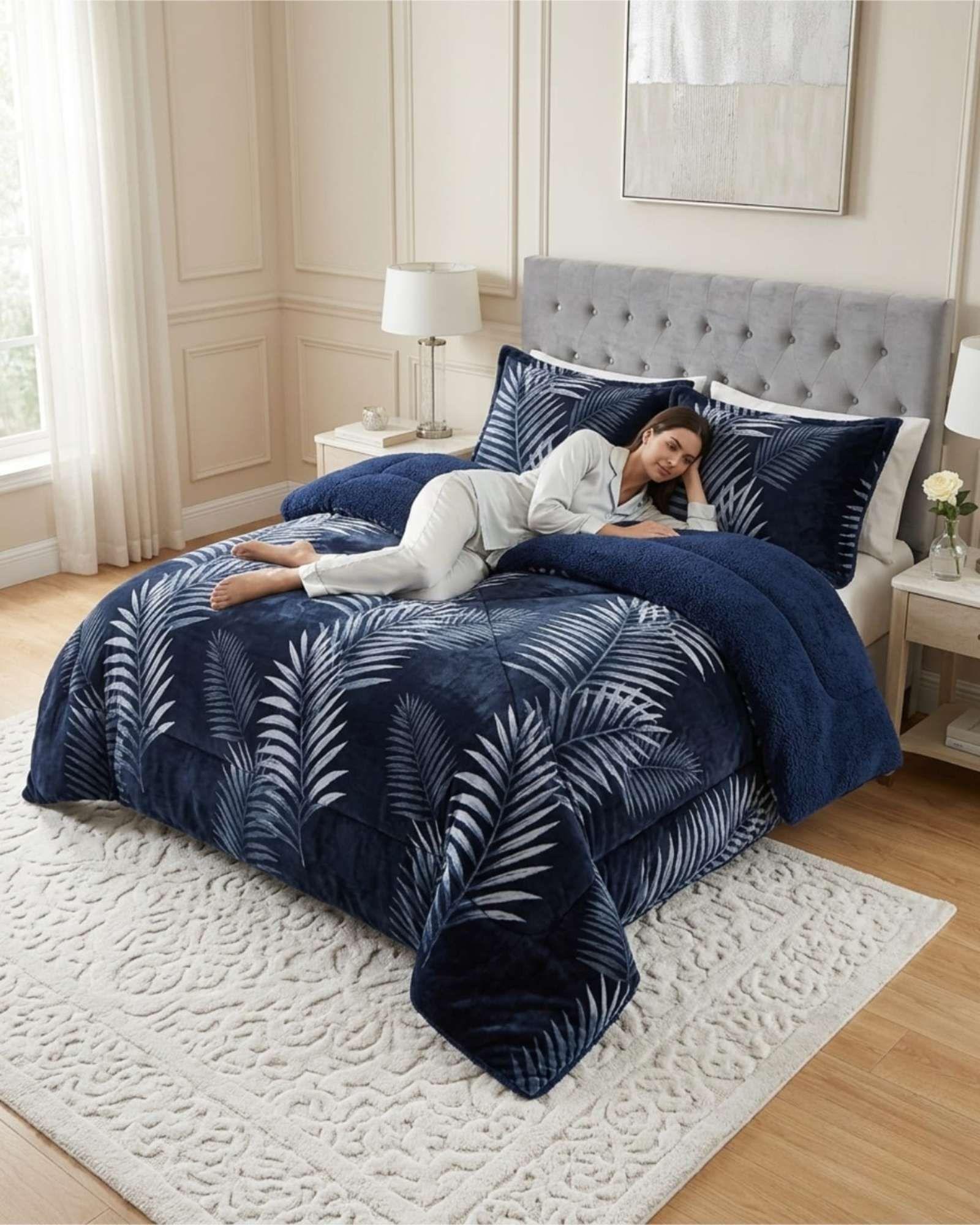 Cubrecamas Sherpa 2 Plazas Plush Ultra Suave De Lujo m17-3