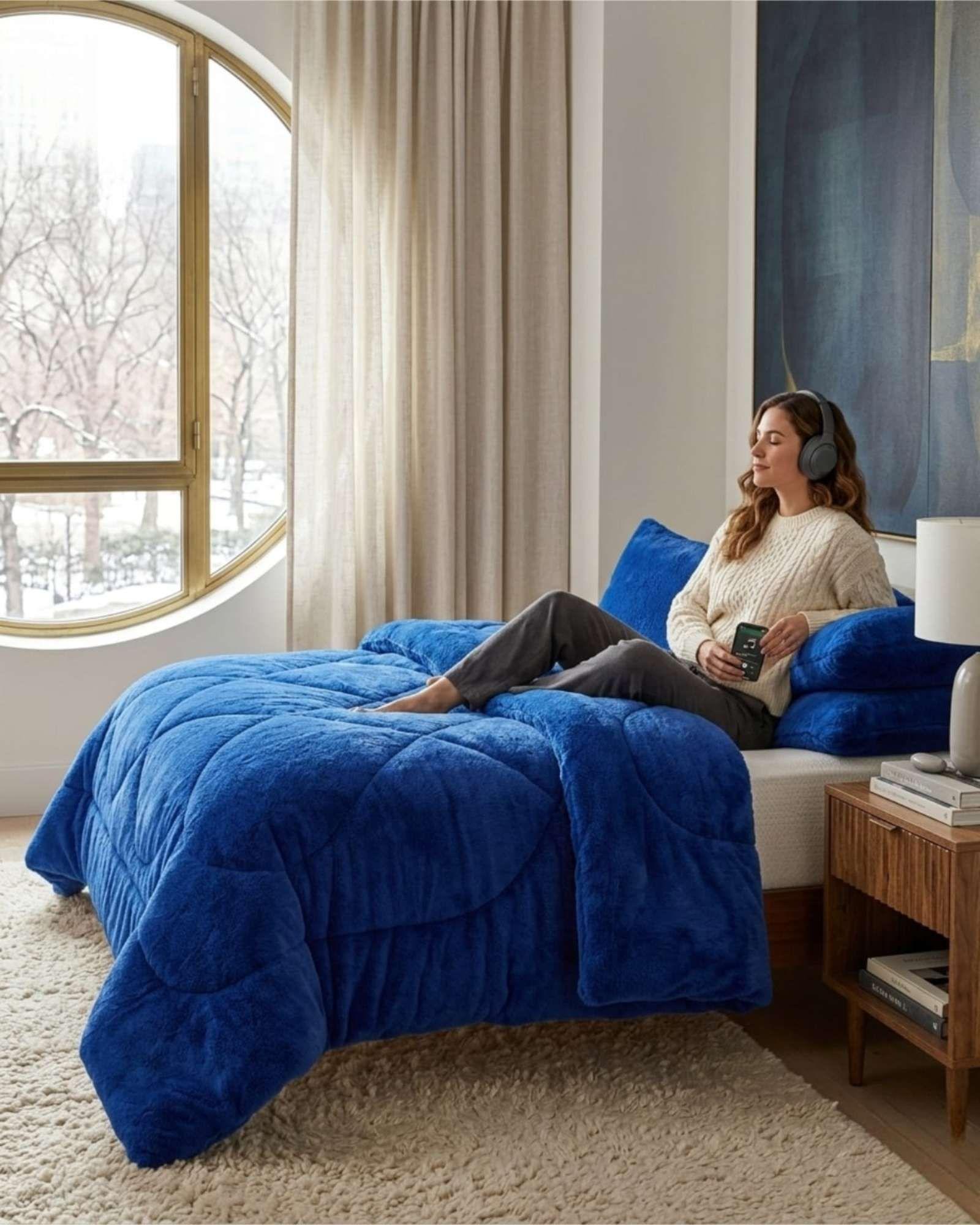 Cobertor Plush de Lujo Lana Sintetica Confort Superior Plaza y Media m24-2