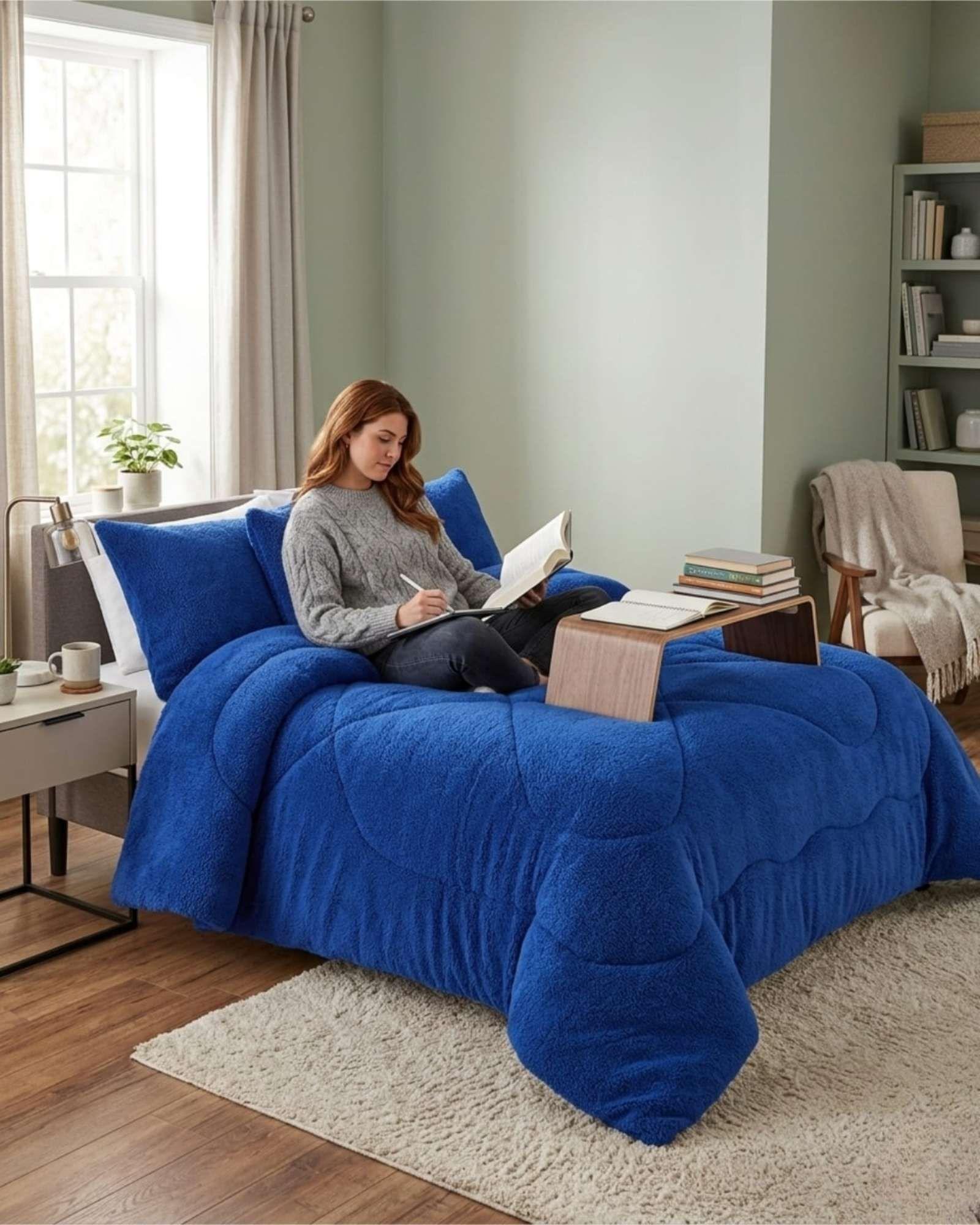 Cobertor Plush de Lujo Lana Sintetica Confort Superior Plaza y Media m24-4