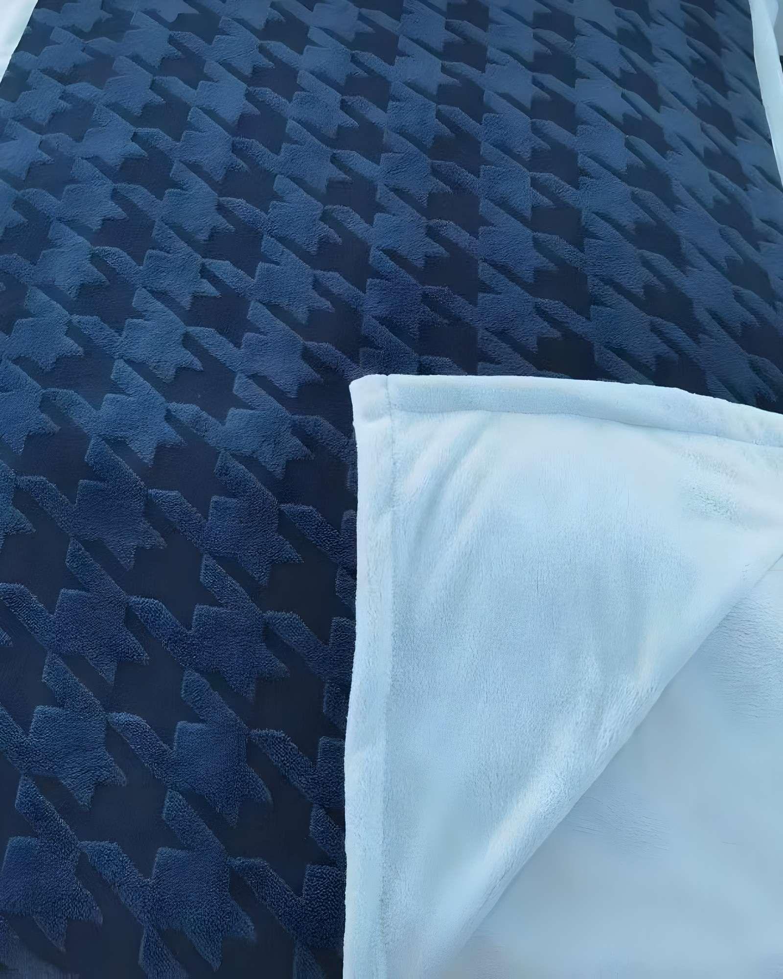 FRAZADA CON CHIPORRO ELEGANTE 2 PLAZAS AZUL OSCURO-3