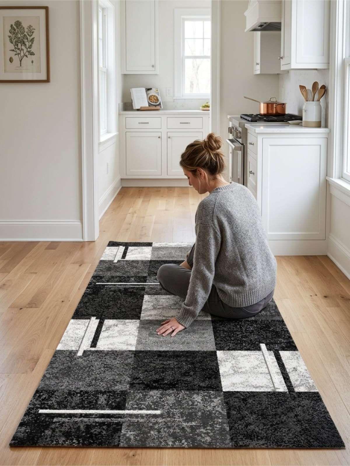 Alfombra De Pasillo Antideslizante 60x180 Suave Lavable gris oscuro-4
