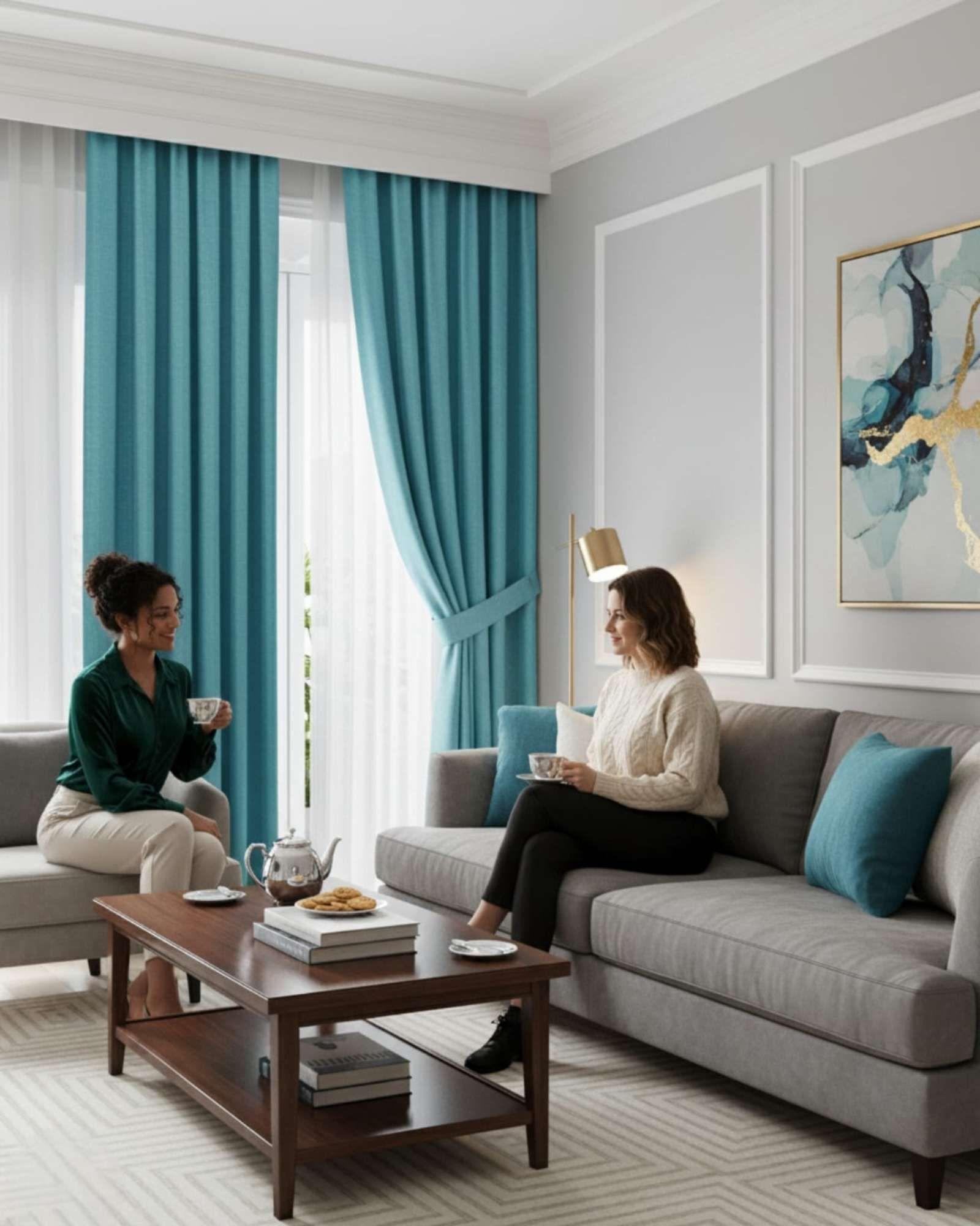 Set de Cortinas Blackout Engomadas Modernas de Lujo m5-3