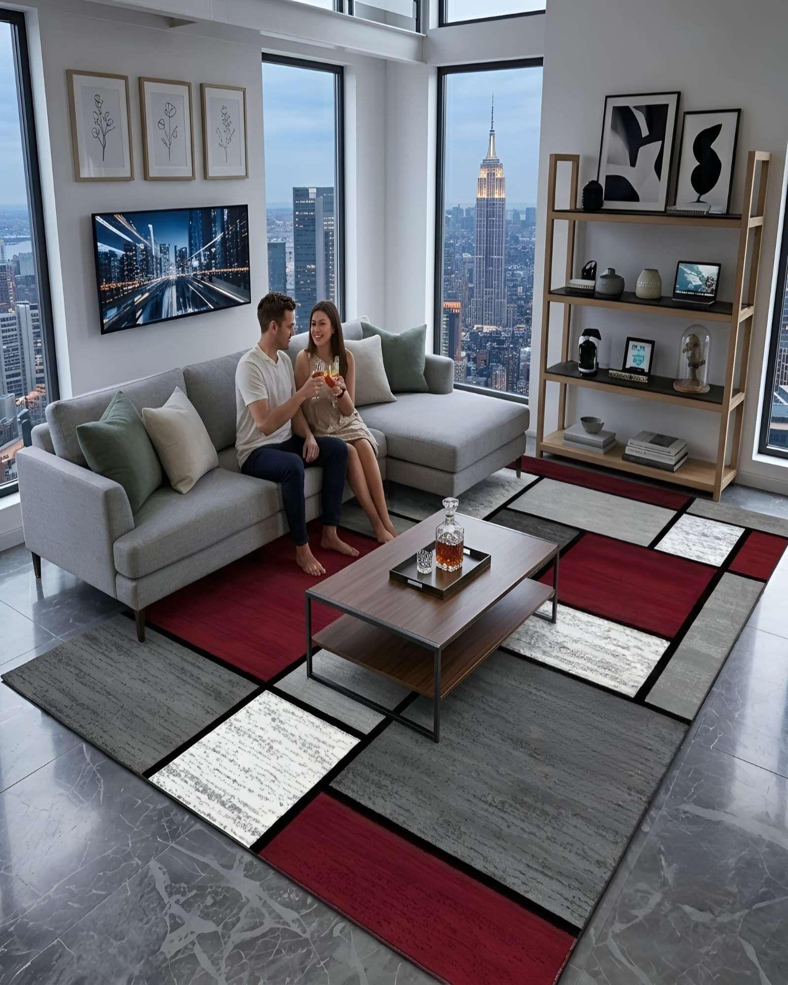 Alfombra de Diseño Geométrico (160x200 cm) Elegancia y Confort para tu Hogar 06-0