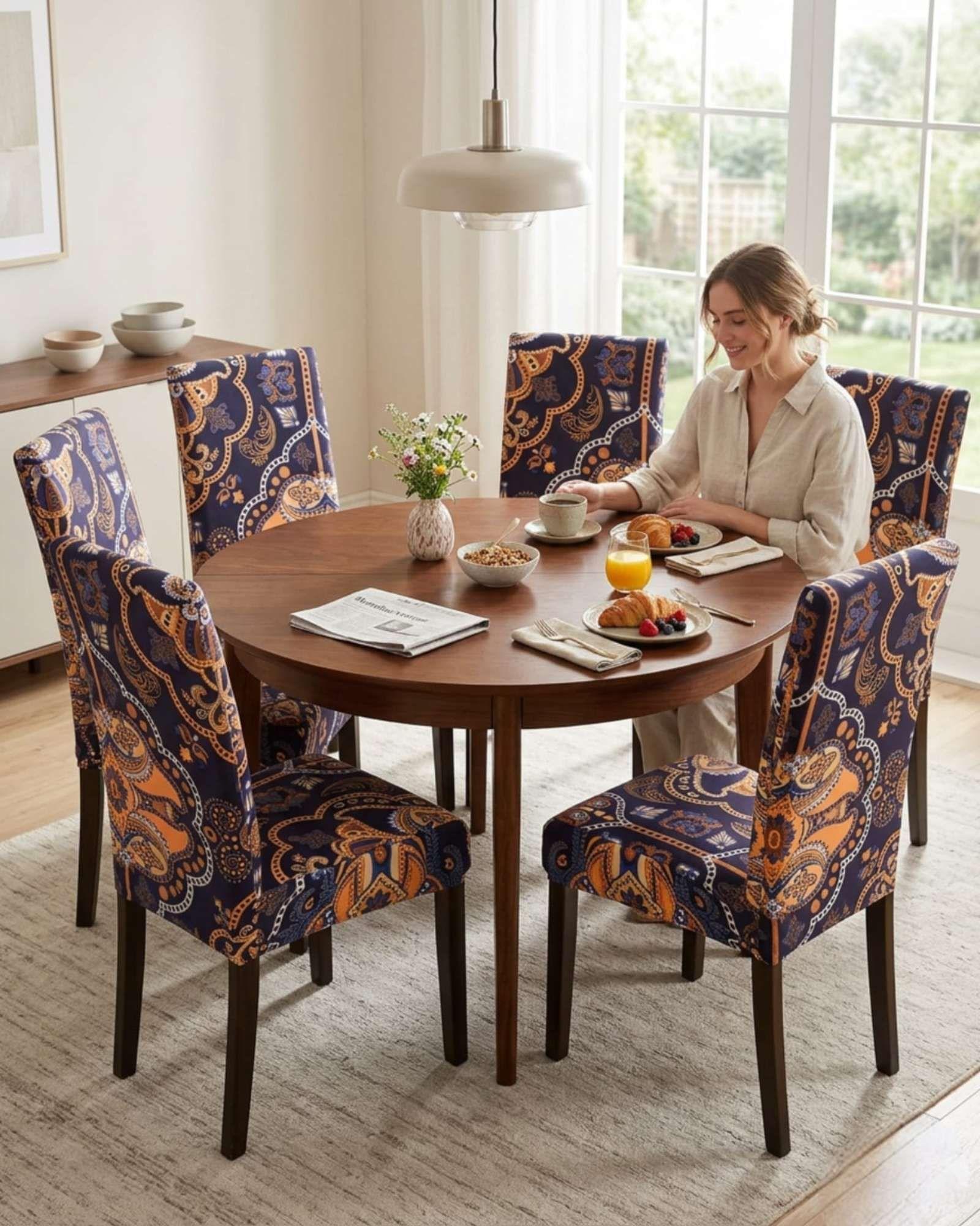 Pack de 6 fundas elasticas para sillas con diseño moderno M8-3