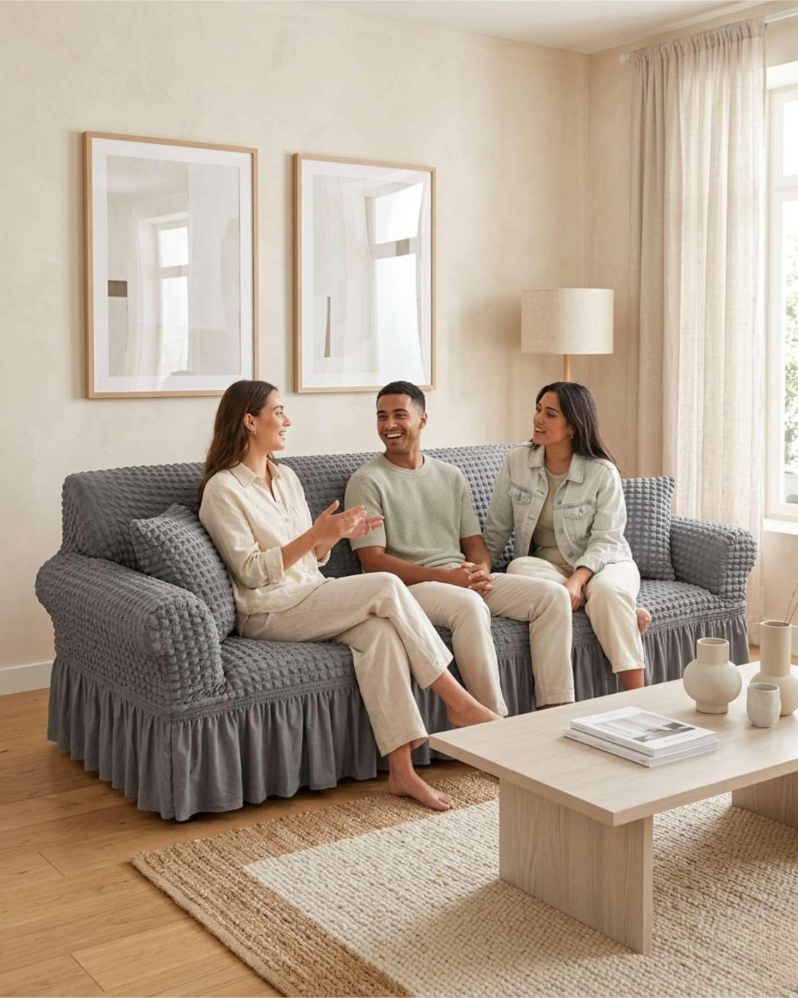 Funda de Sofa Turca de 3 Cuerpo Diseño Premium con Faldon m2-3