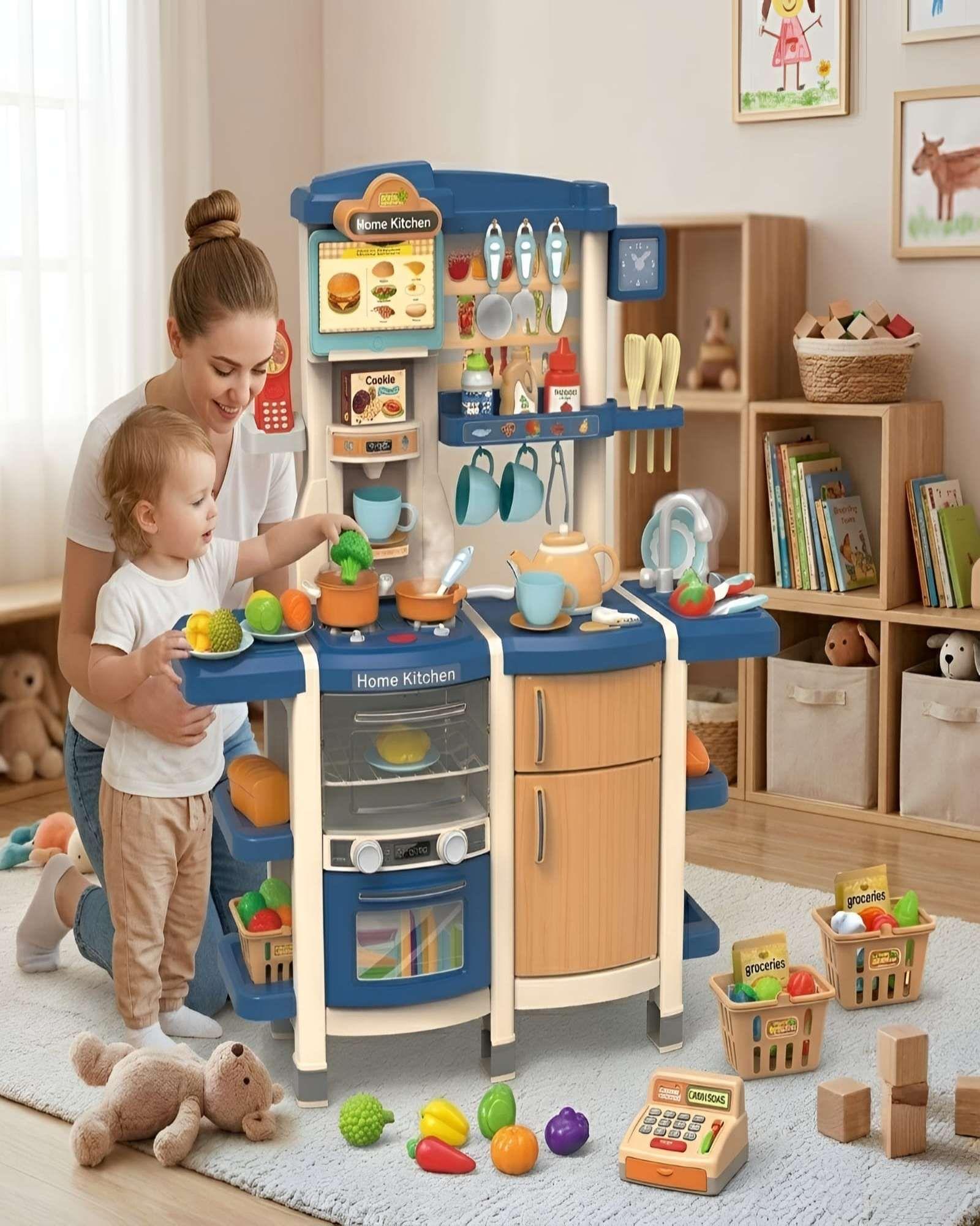 Cocina de Juguete Infantil 100cm con Sonido, Agua y 66 Accesorios 01-1