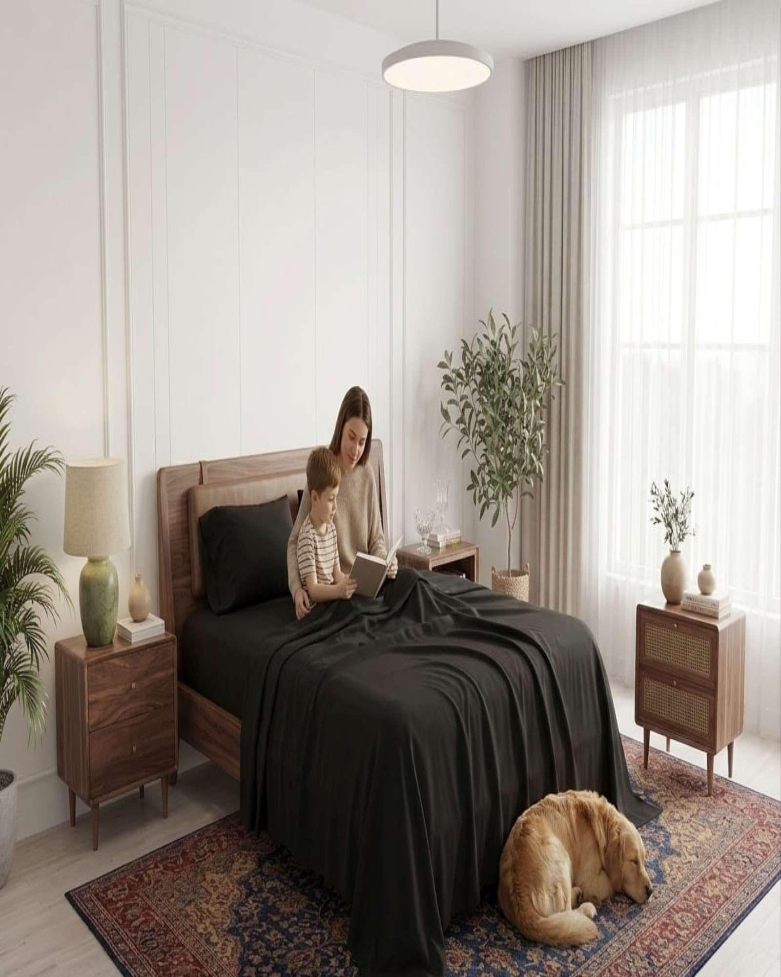 Juego de Sabanas 800 Hilos Estilo Americano Super king negro-2