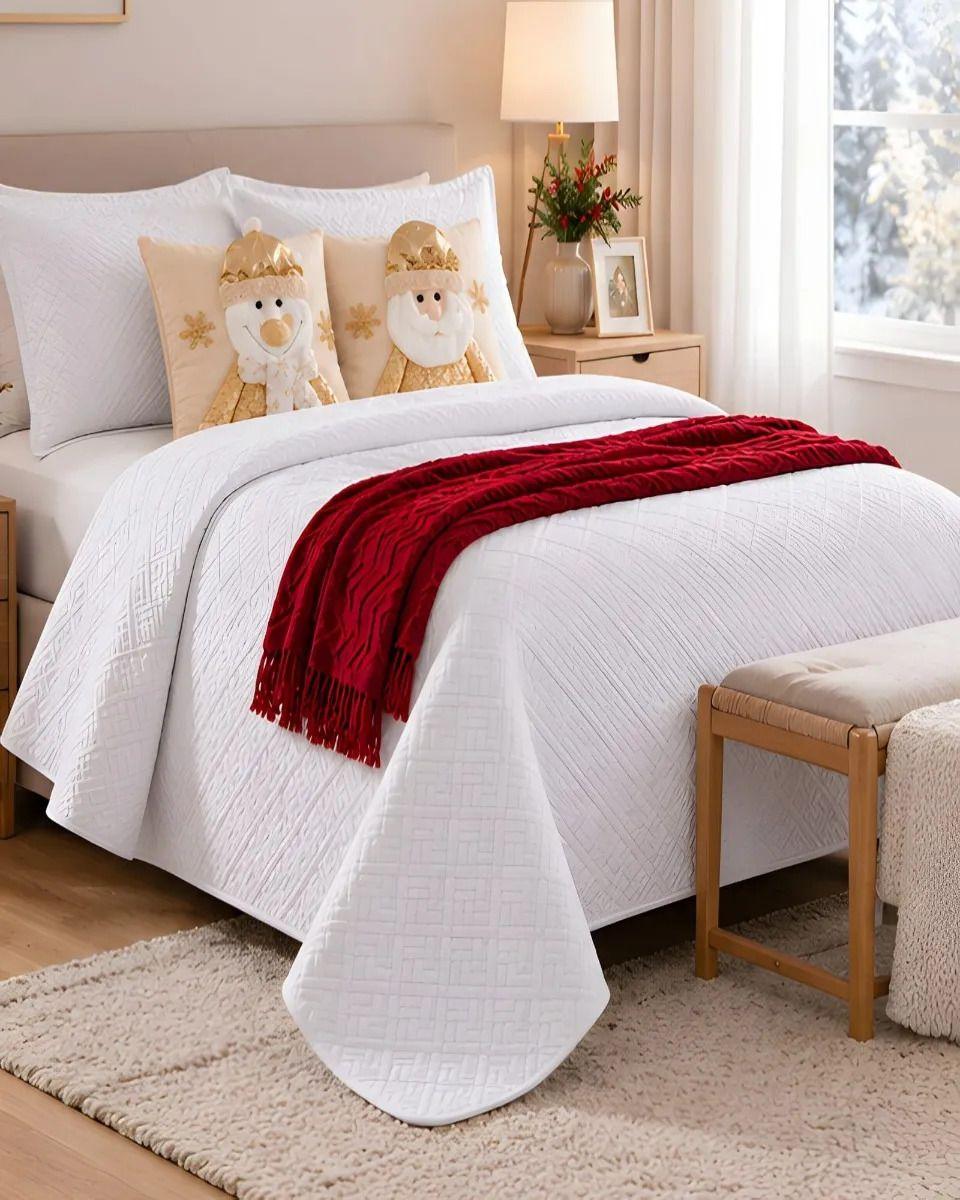 Cubrecamas Navideño Con Manta Y 2 Fundas De Cojin King m25-4