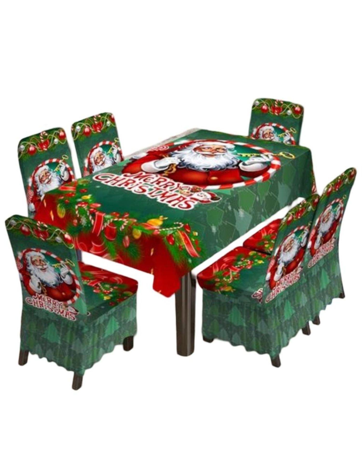 Juego Mantel + Fundas Sillas Navidad 7 Piezas 12O1-0