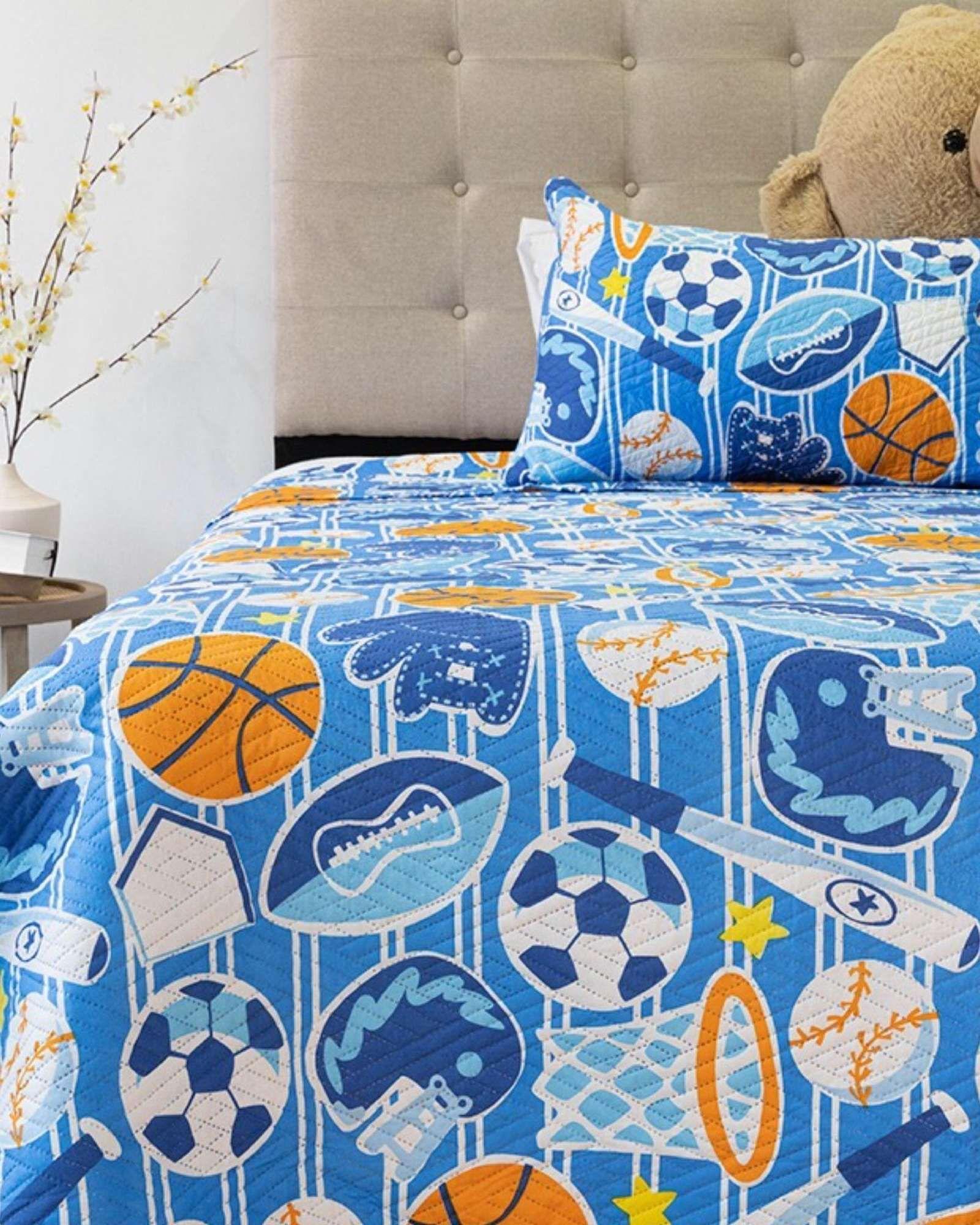 Cobertor Quilt primavera verano azul pelotas-3