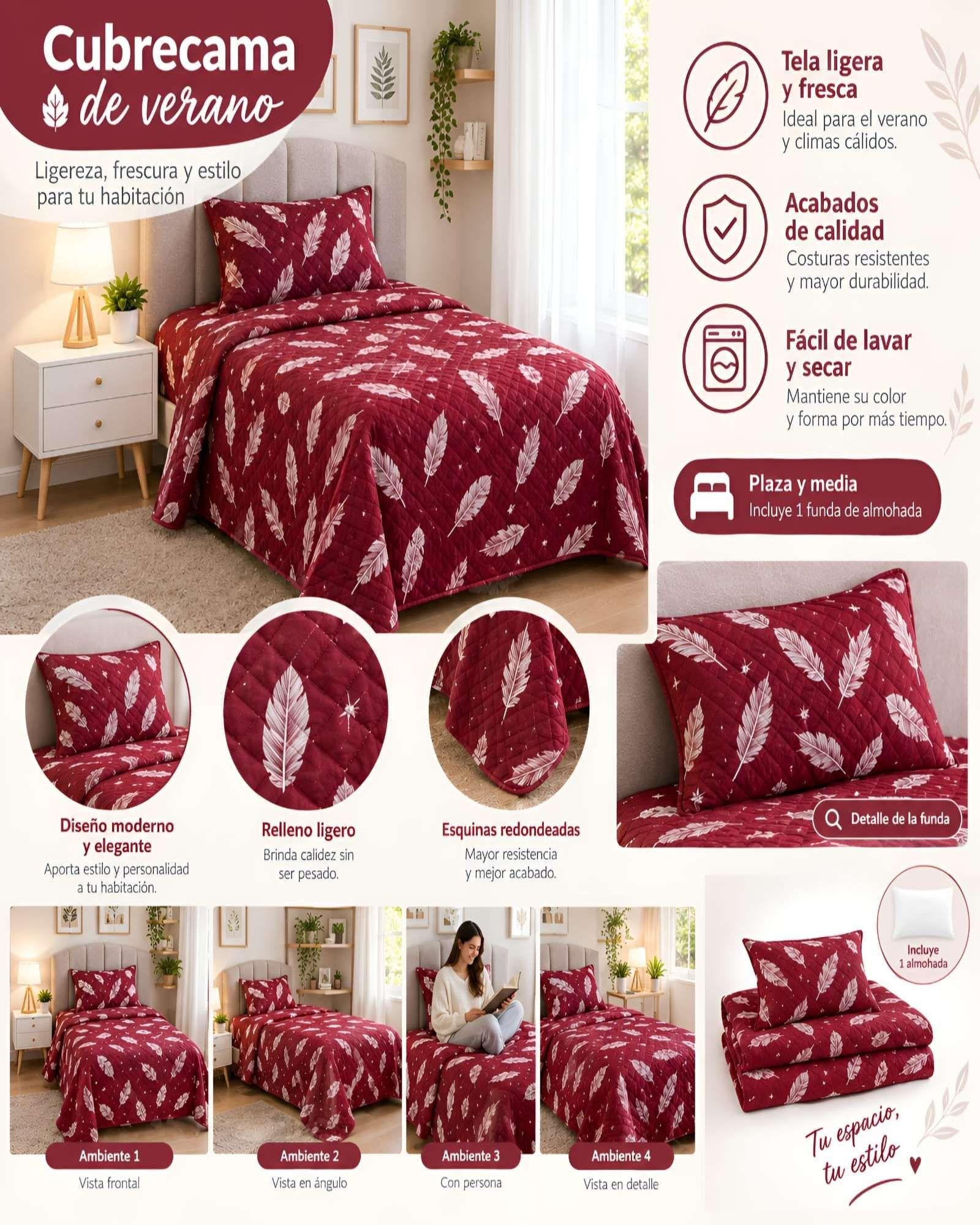 Quilt 1.5 Plazas 180x230 cm + Funda de Almohada-0