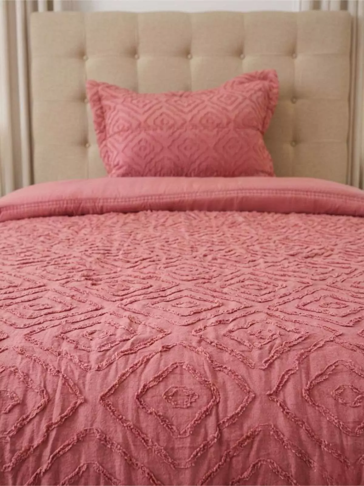 Plumón Nordicos 1.5 Plazas Diseño Geométrico + Funda rosa-3