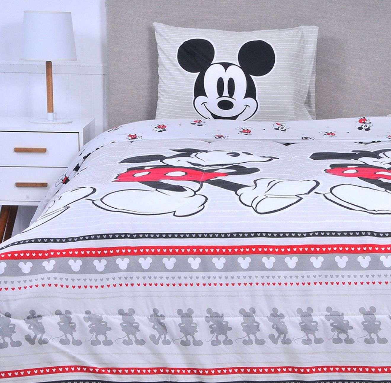 Cubrecama Plumón infantil  niña nilño Mickey gris-3