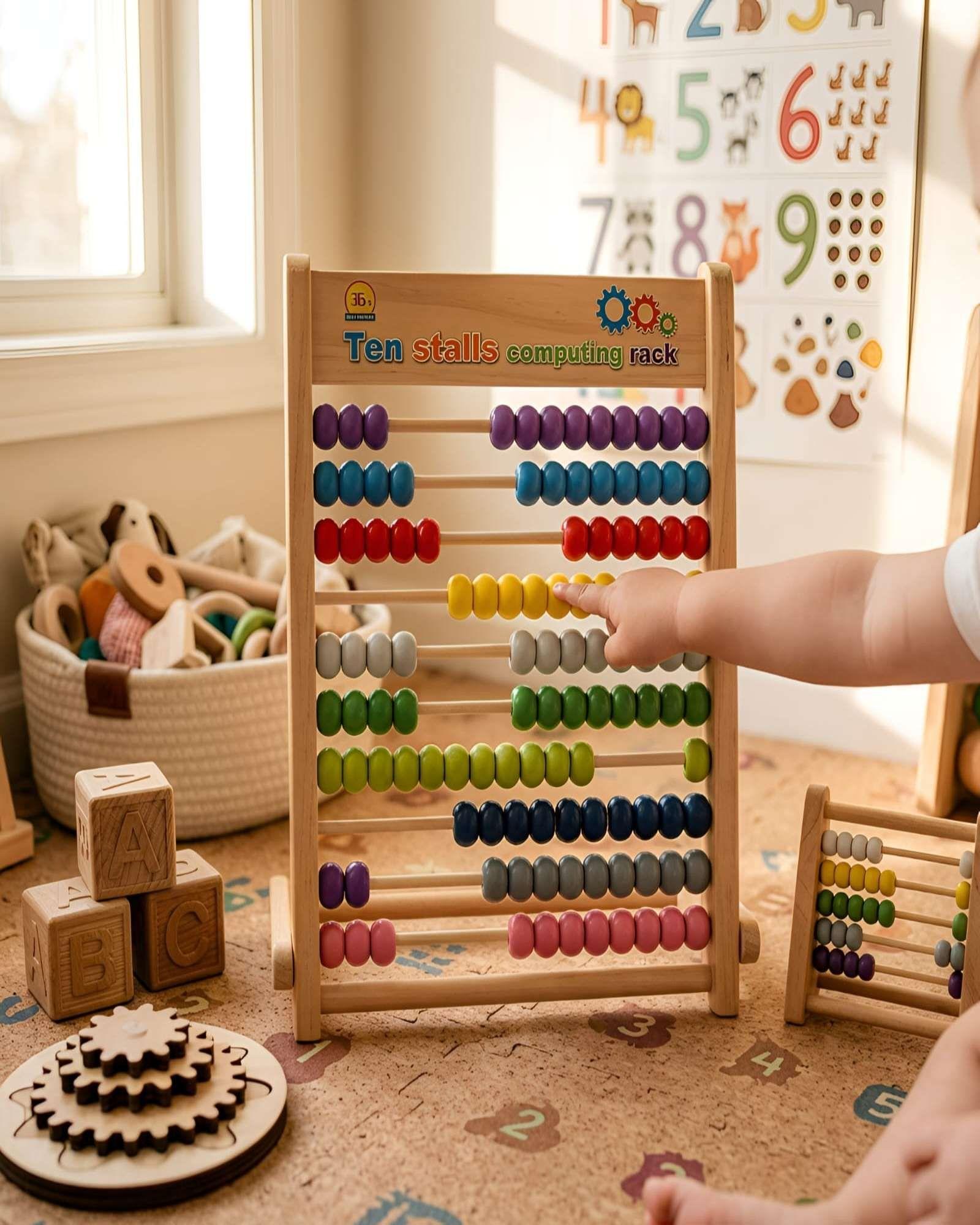 Ábaco Gigante de Madera Montessori Juguete Educativo Matemático-1