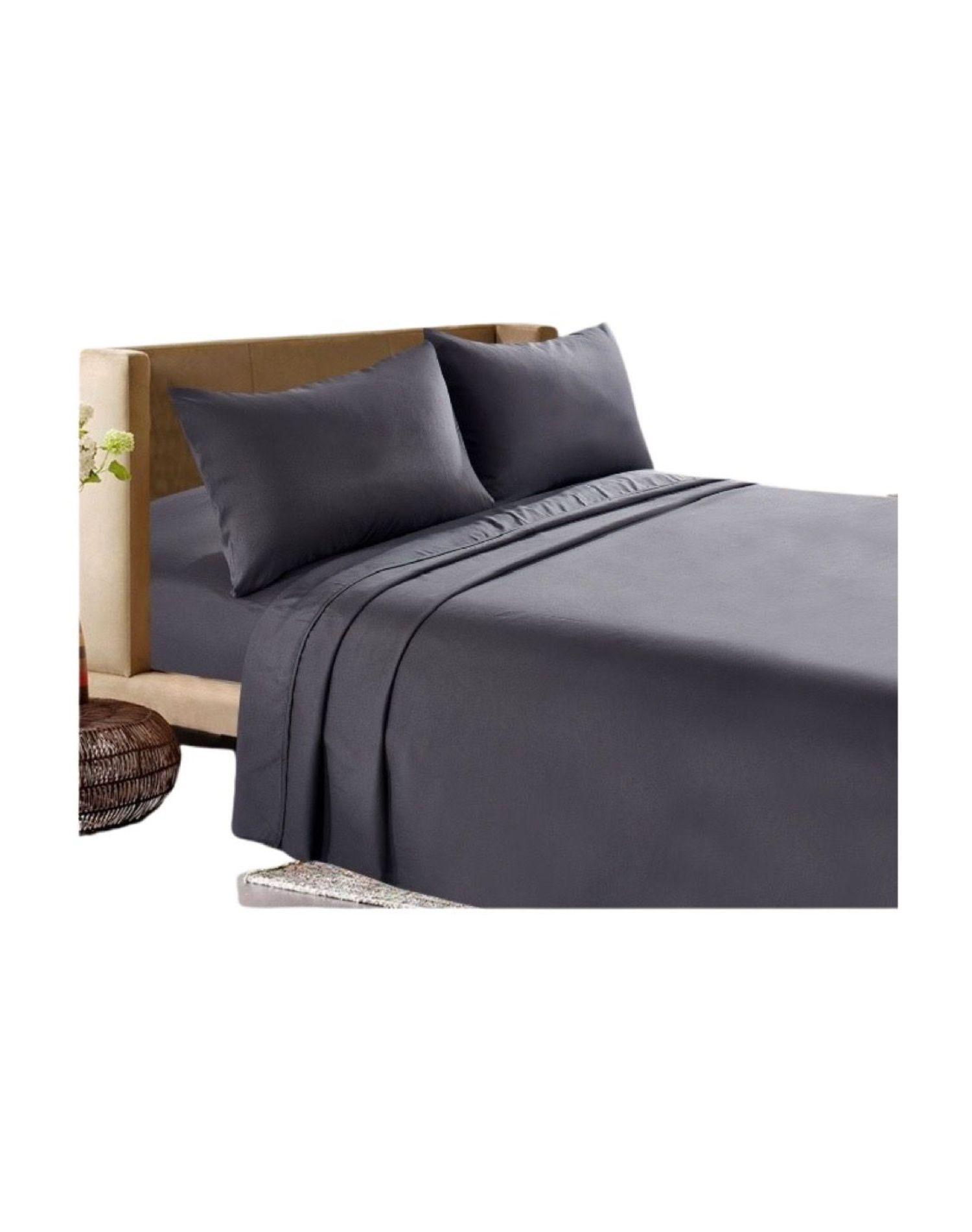 JUEGO DE SABANAS 200 HILOS 2 PLAZAS GRIS OSCURO-0