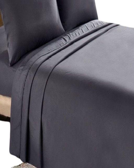 JUEGO DE SABANAS 200 HILOS 2 PLAZAS GRIS OSCURO-2