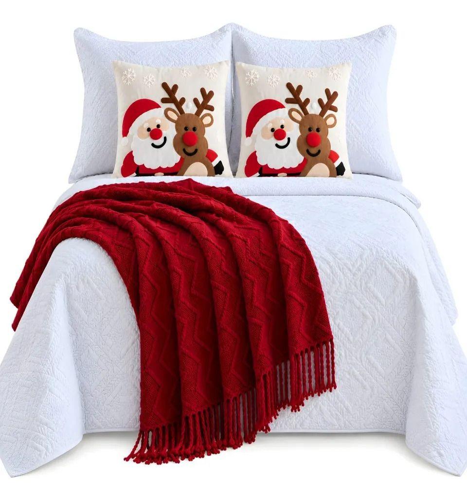 Cubrecamas Navideño Con Manta Y 2 Fundas De Cojin King m2-3