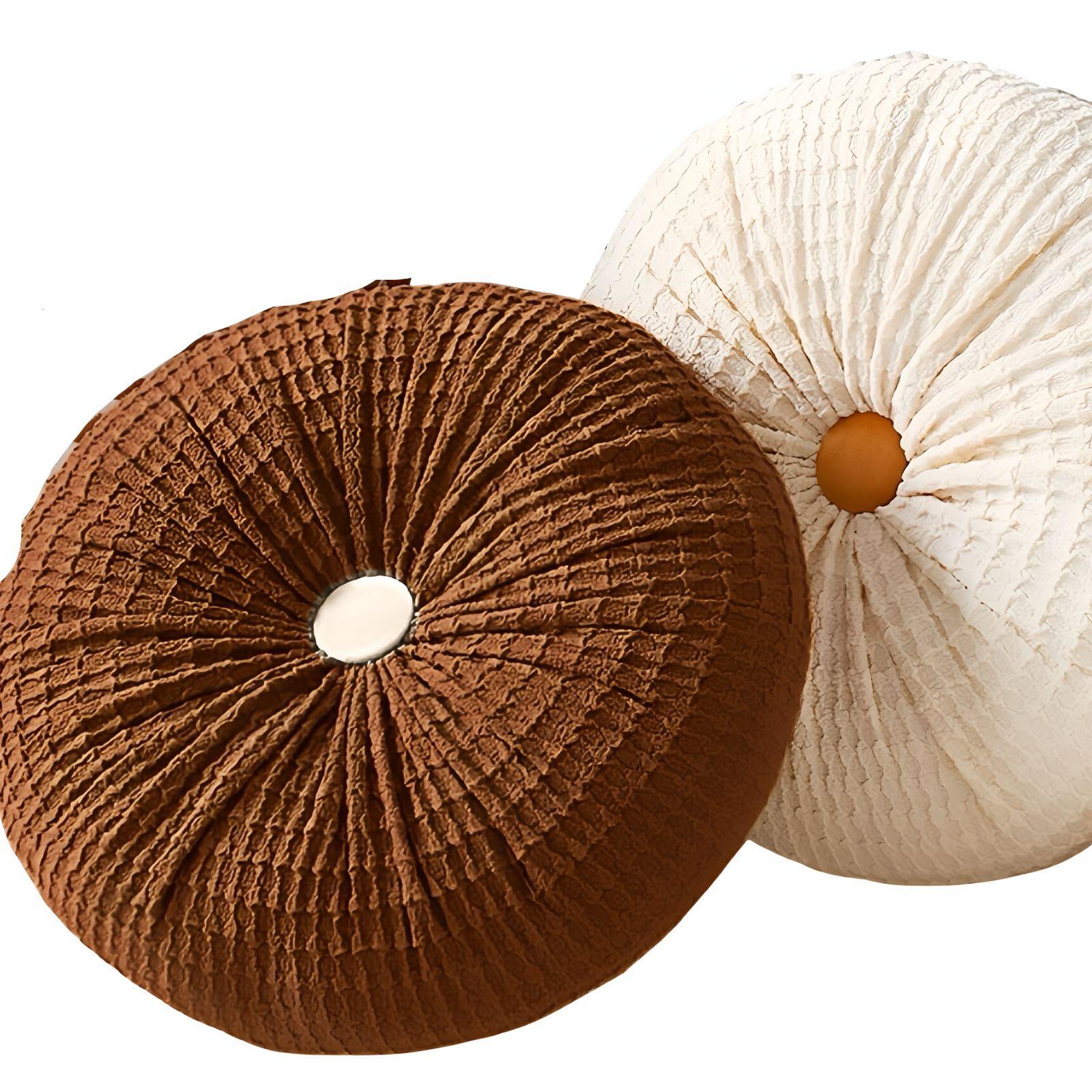 SET DE 2 COJINES DISEÑO BOTON COLOR BEIGE/CAFÉ-2