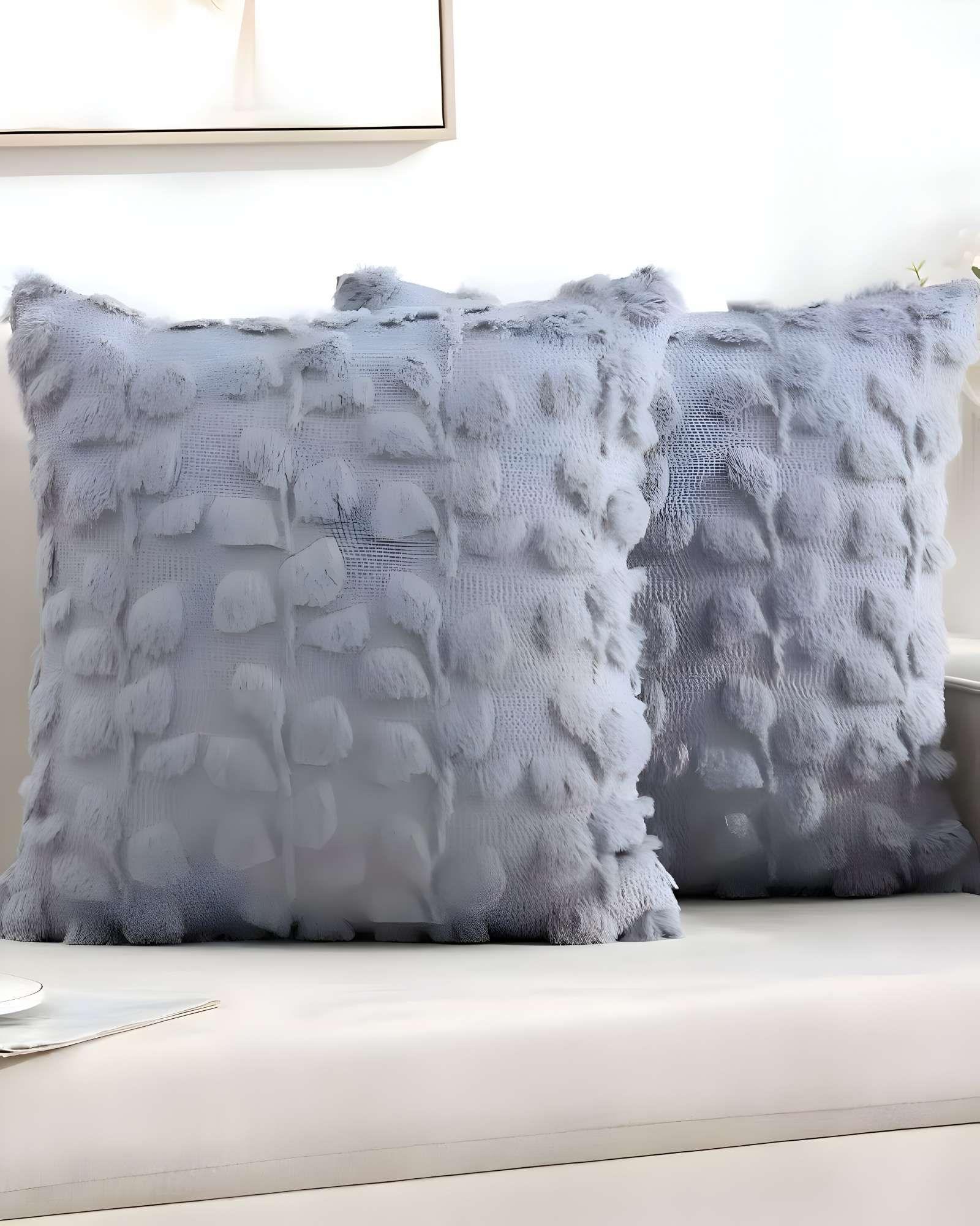 JUEGO DE 4 FUNDAS PELUDA DISEÑO HOJAS MORADO-2