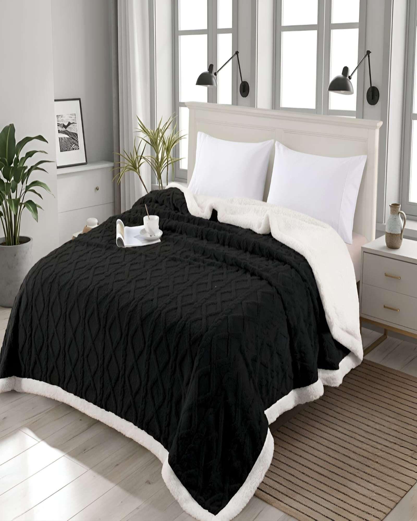 Frazada Sherpa Ultra Suave Con Relieve De Diamantes 2 plazas m8-2