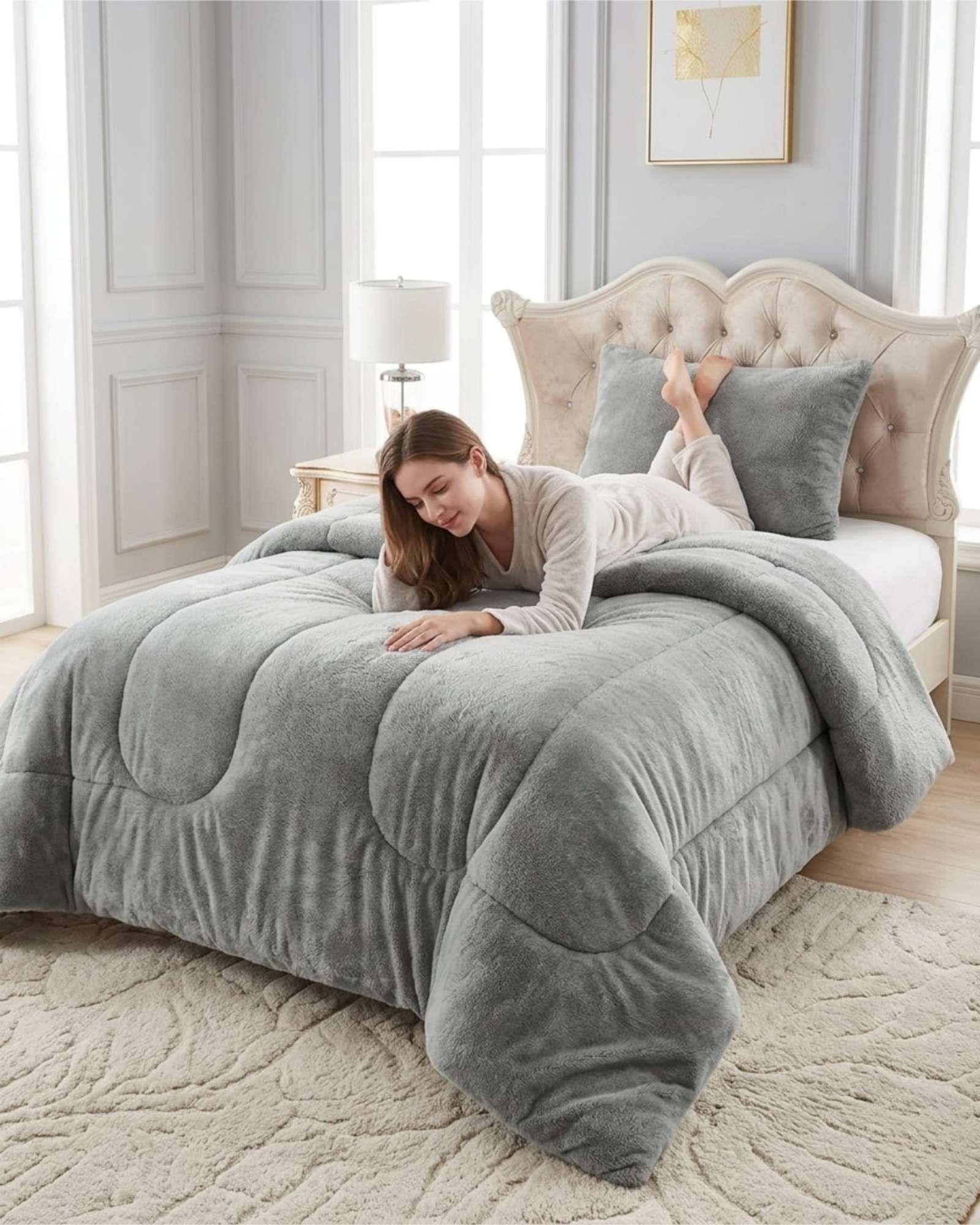 Cubrecama de Plush con Chiporro Diseño Ondas 1,5 plazas gris-3