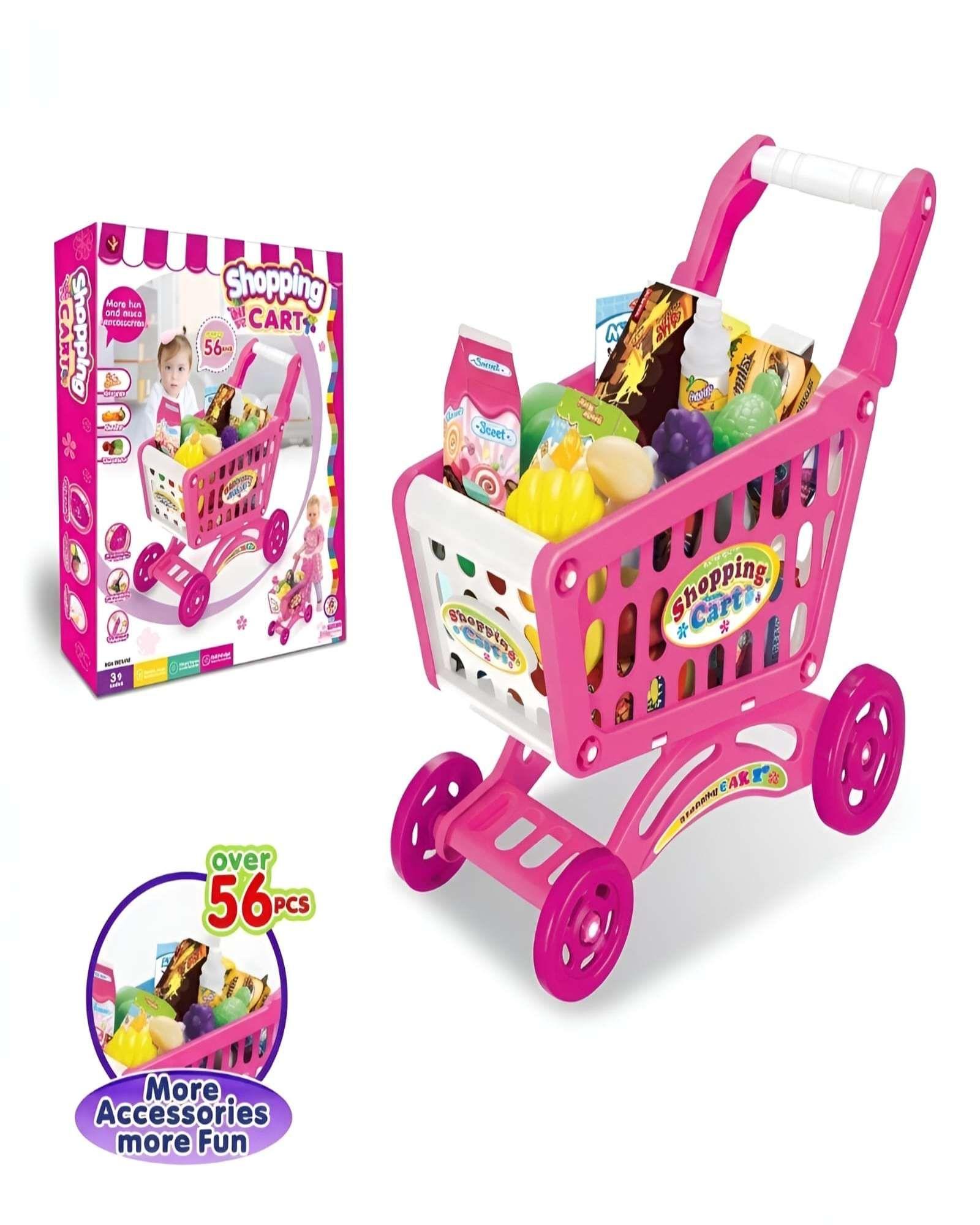 Carrito de Supermercado de Juguete con Accesorios Infantil rosa-2