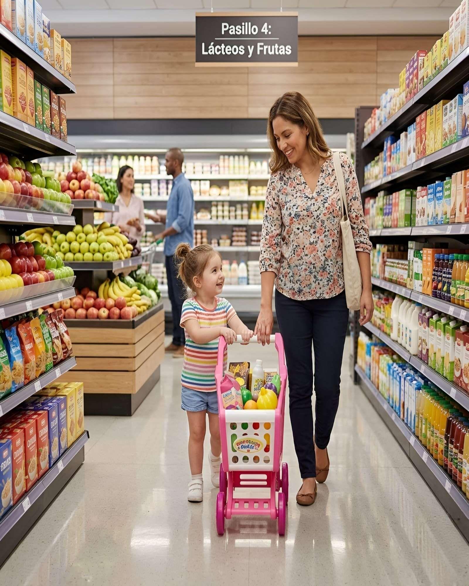 Carrito de Supermercado de Juguete con Accesorios Infantil rosa-4