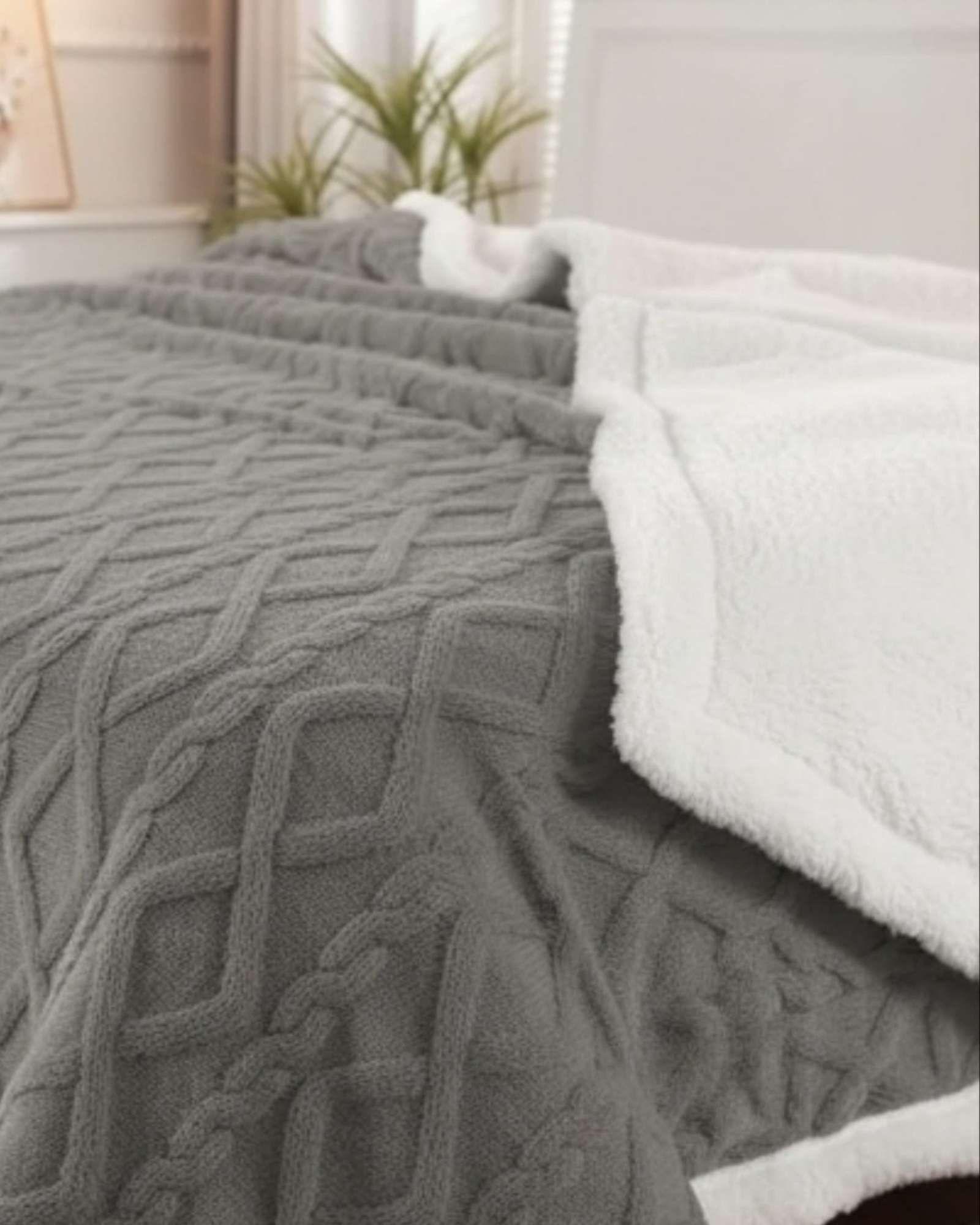 Frazada Manta Polar Sherpa Térmica King gris-2