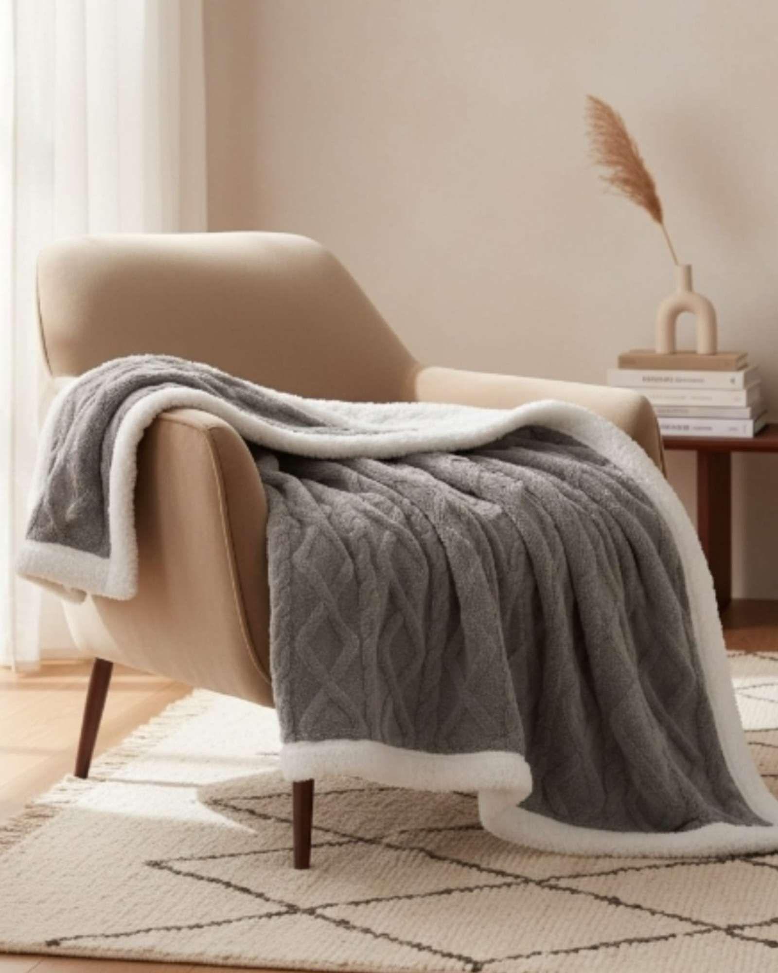 Frazada Manta Polar Sherpa Térmica King gris-3