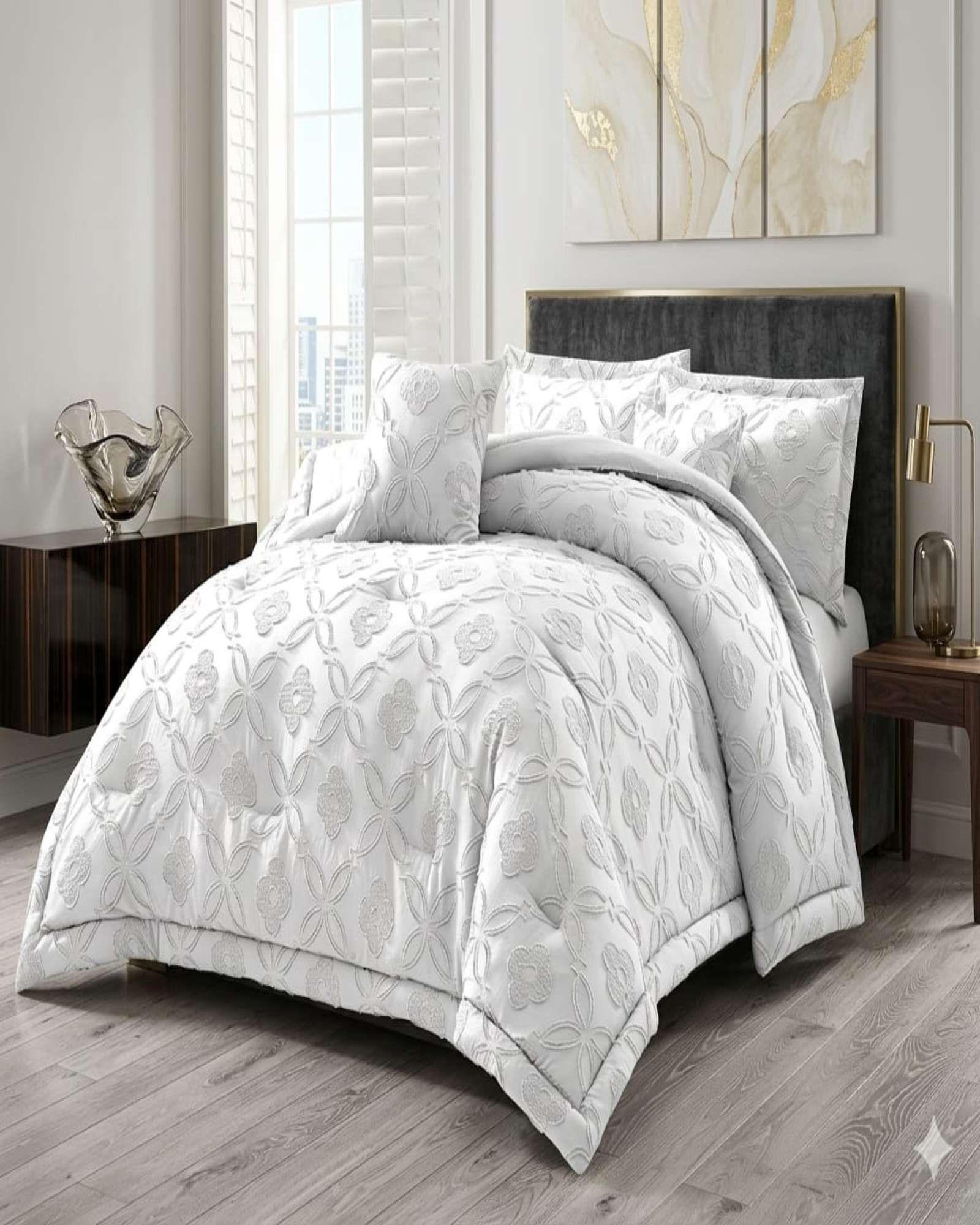 Cubrecama Quilt Nórdico Delgado Diseño Flores king blanco-3