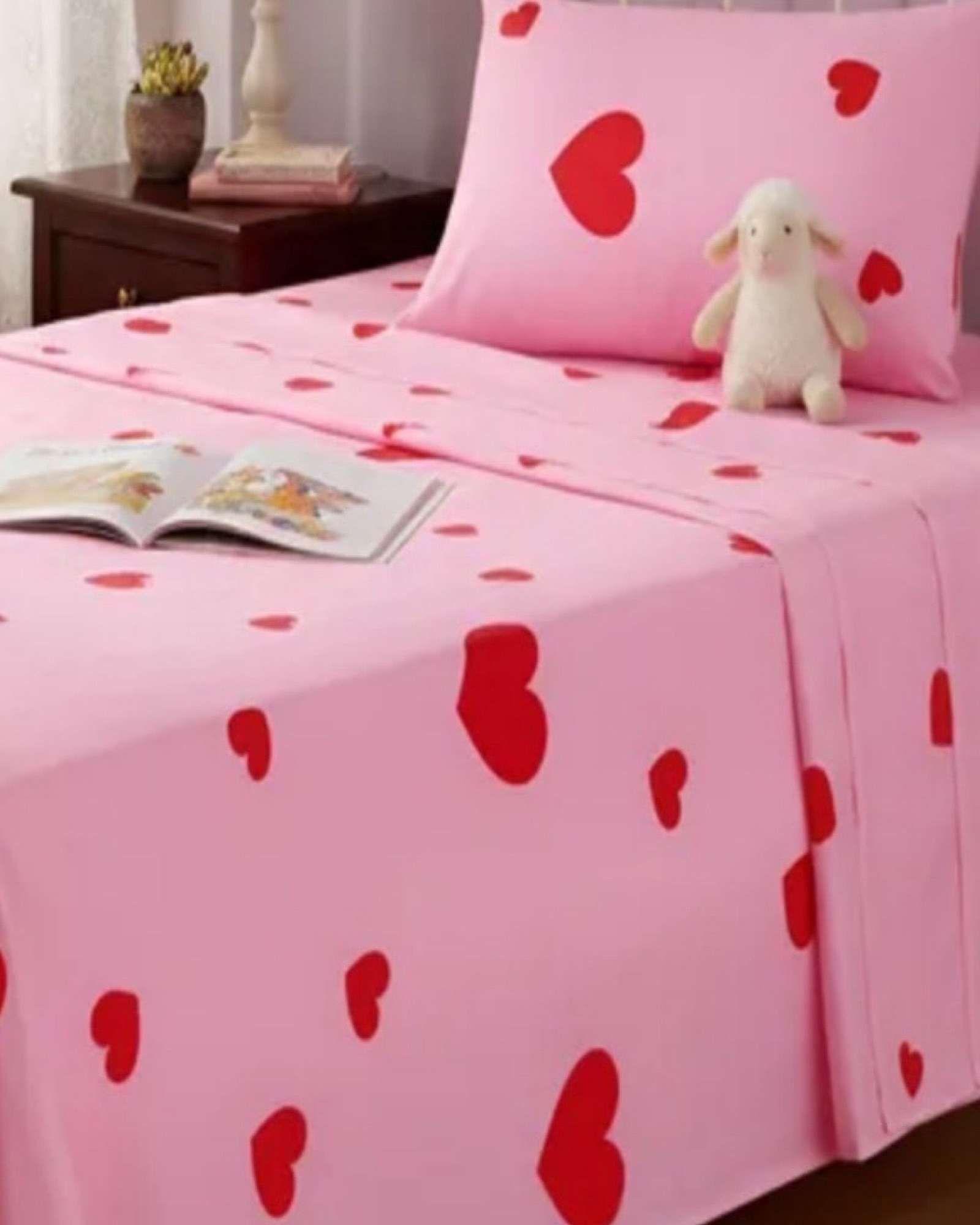 Sabanas infantil de verano Corazón niña 1 plaza MAS 1 ALMOHADA-3