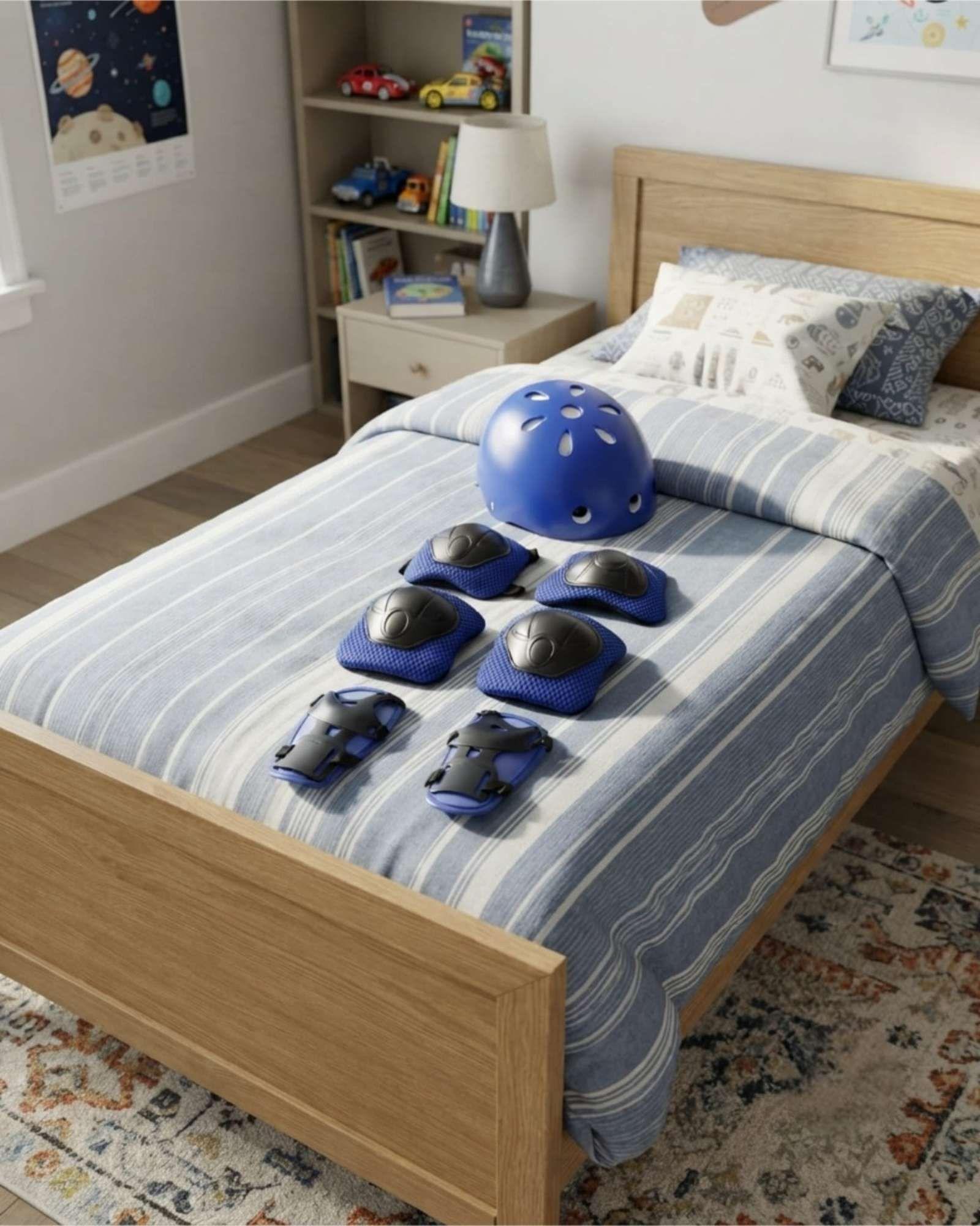 Kit De Proteccion Infantil Casco Rodilleras Coderas Y Muniqueras 02-5