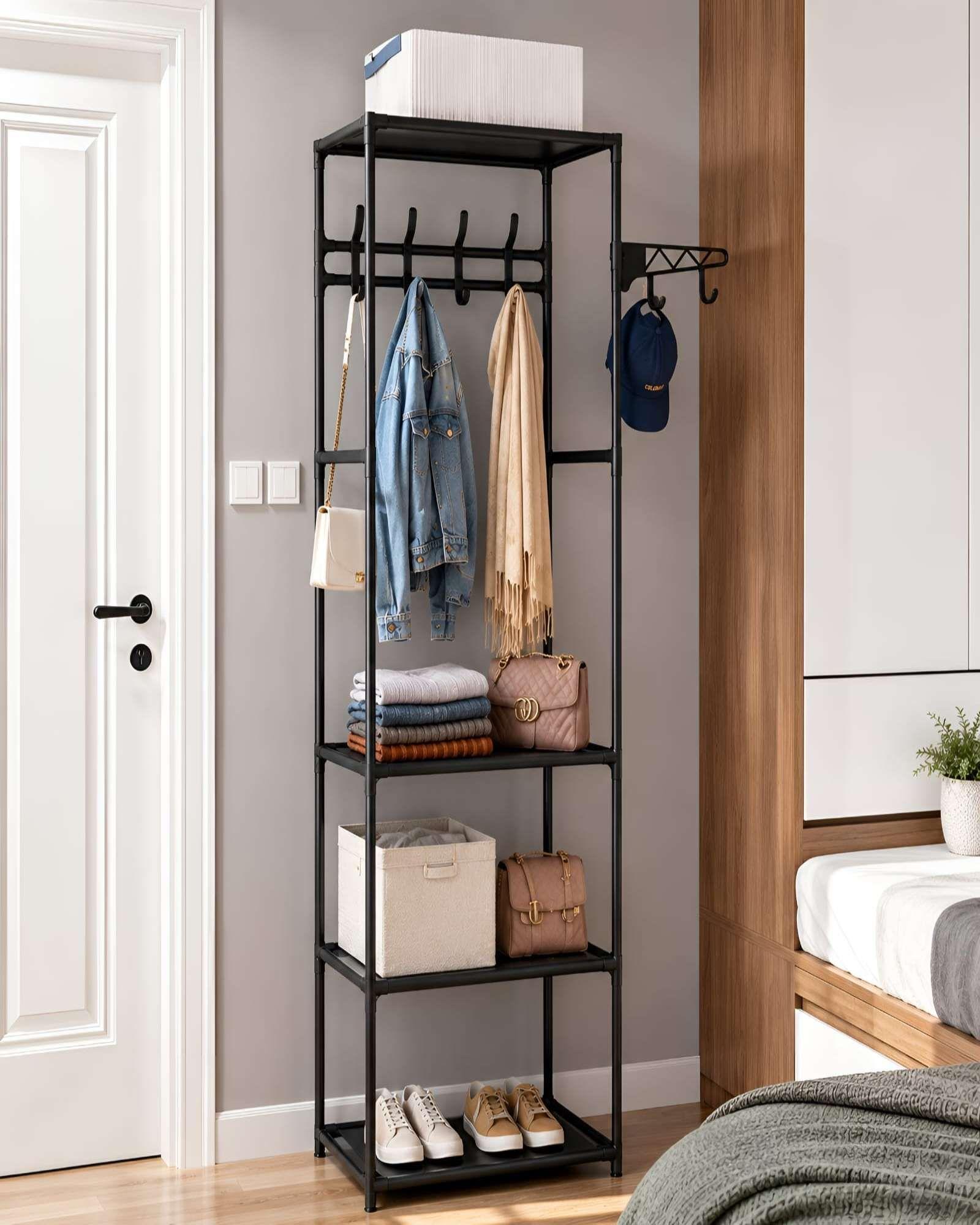 Perchero Multifuncional Con Repisas Para Dormitorio Y Vestidor-3