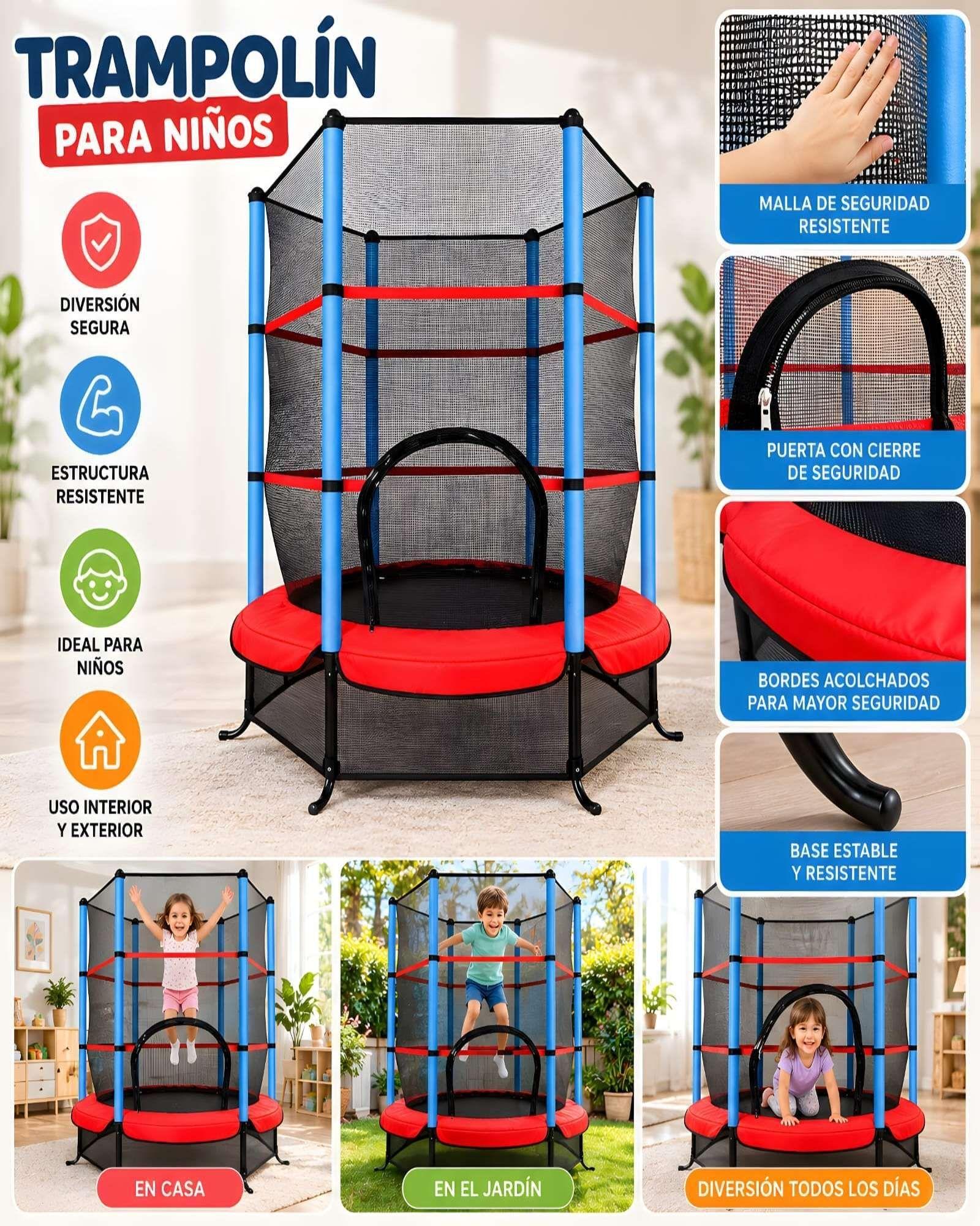Trampolín Infantil con Red de Seguridad y Borde Acolchado-4