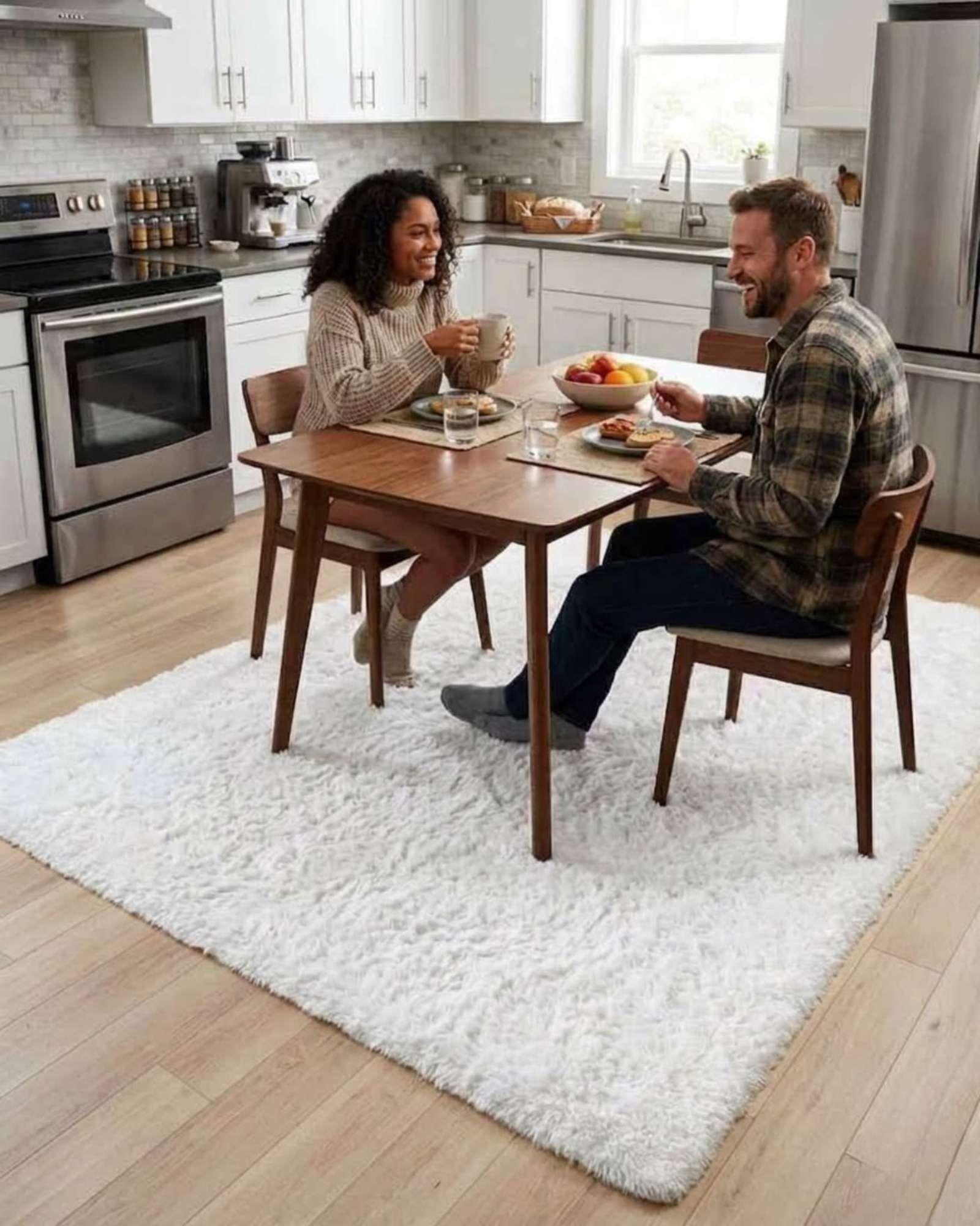 Alfombra Shaggy Peluda Extra Suave VERANO / INVIERNO 240 x 200 cm Blanco-3