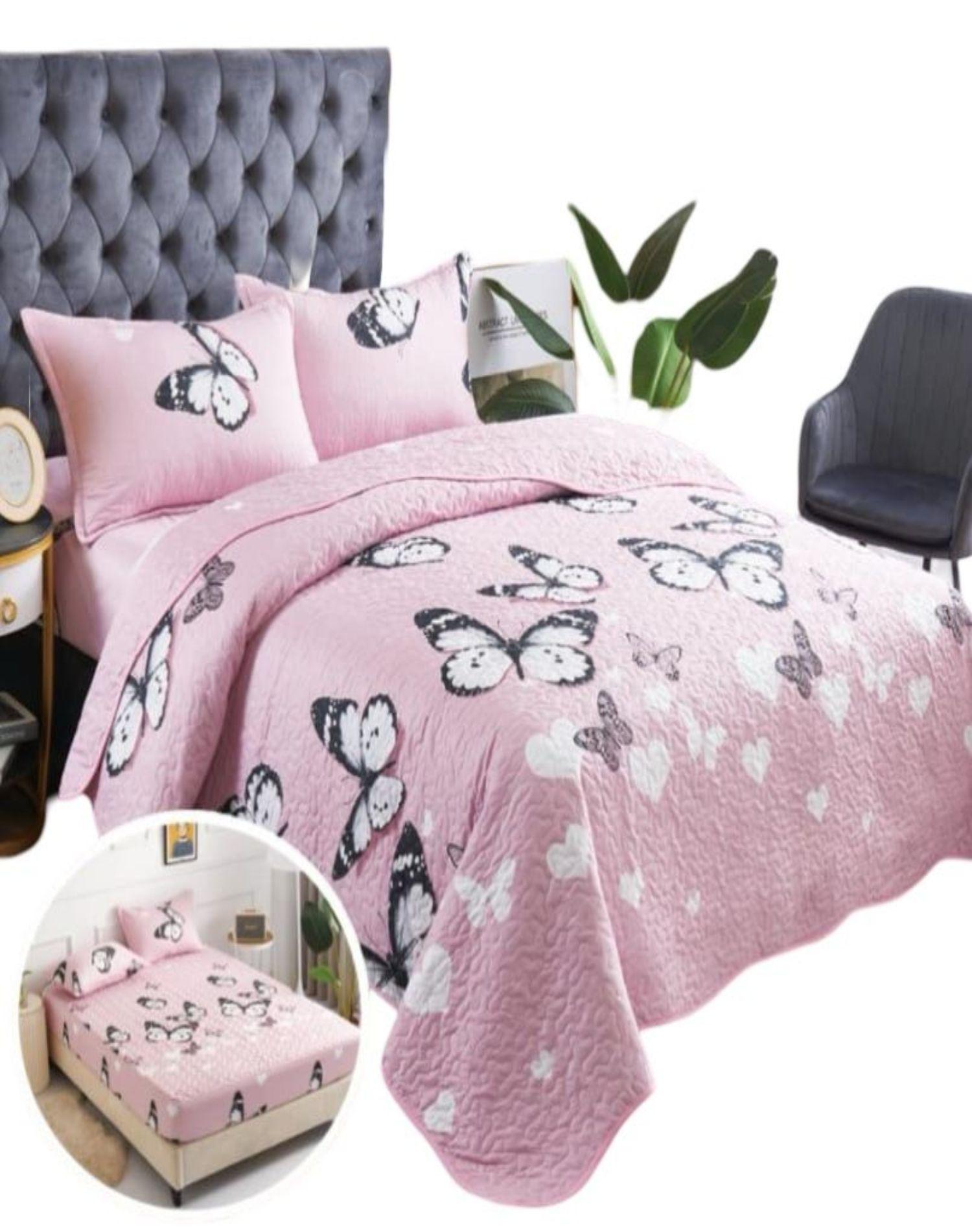 CUBRECAMA QUILT 5 PIEZAS CON JUEGO DE SÁBANAS T07-0