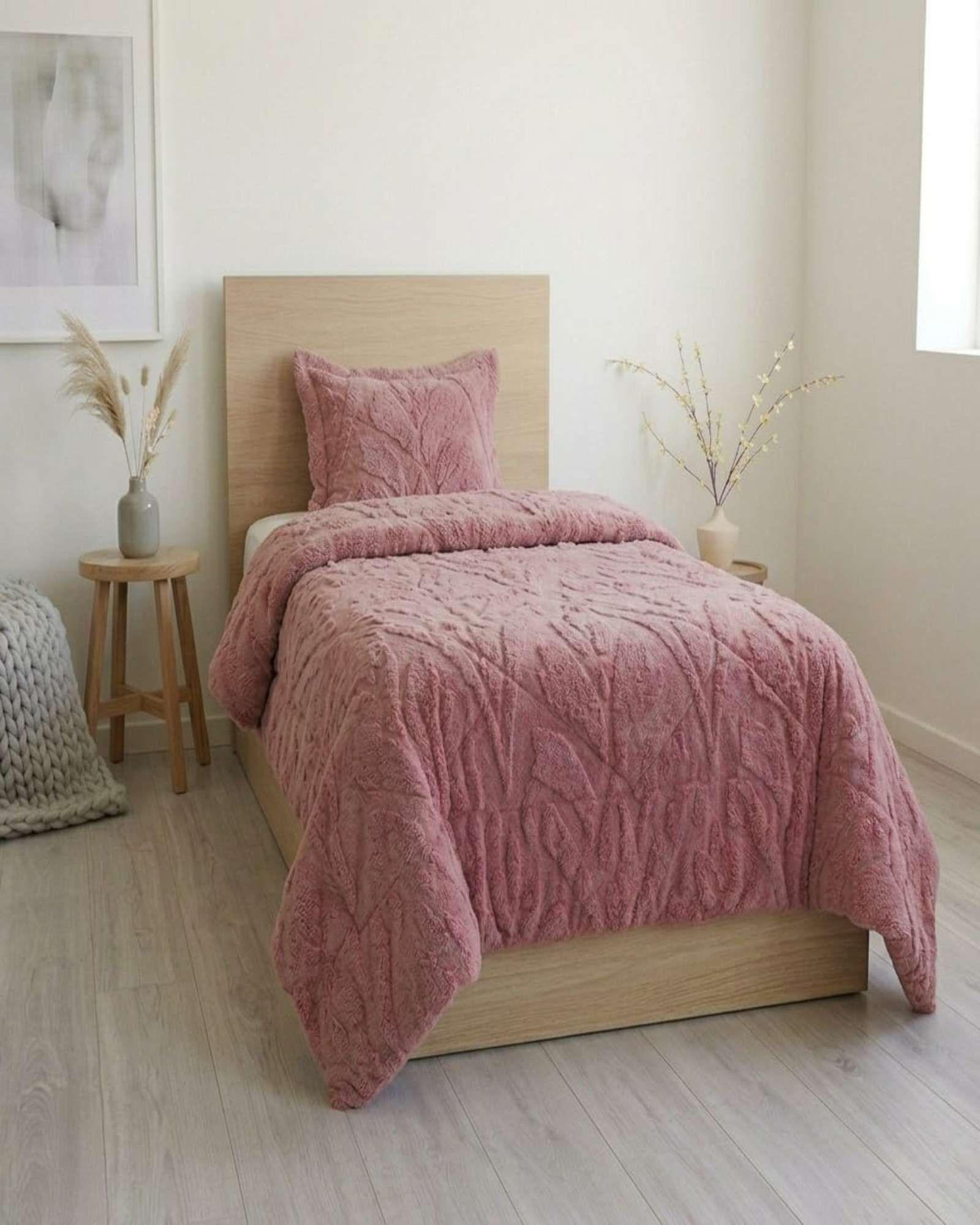 Cubrecama Plaza y Media Invierno Sherpa Jacquard Extra SuaveDeluxe D5-4