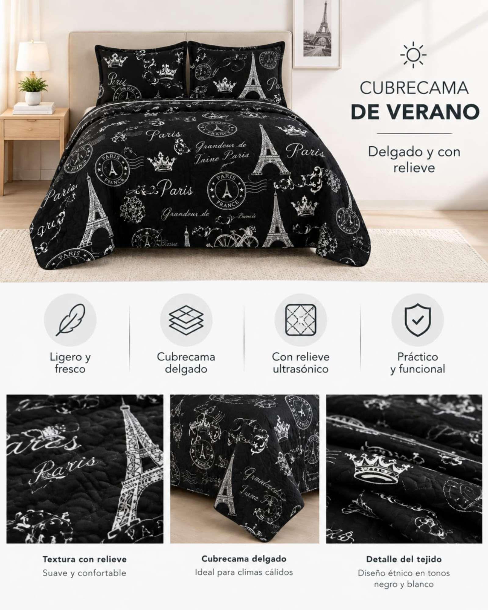 Quilt Cubrecama Delgado Verano Super King + 2 Fundas + 2 Almohadas-4