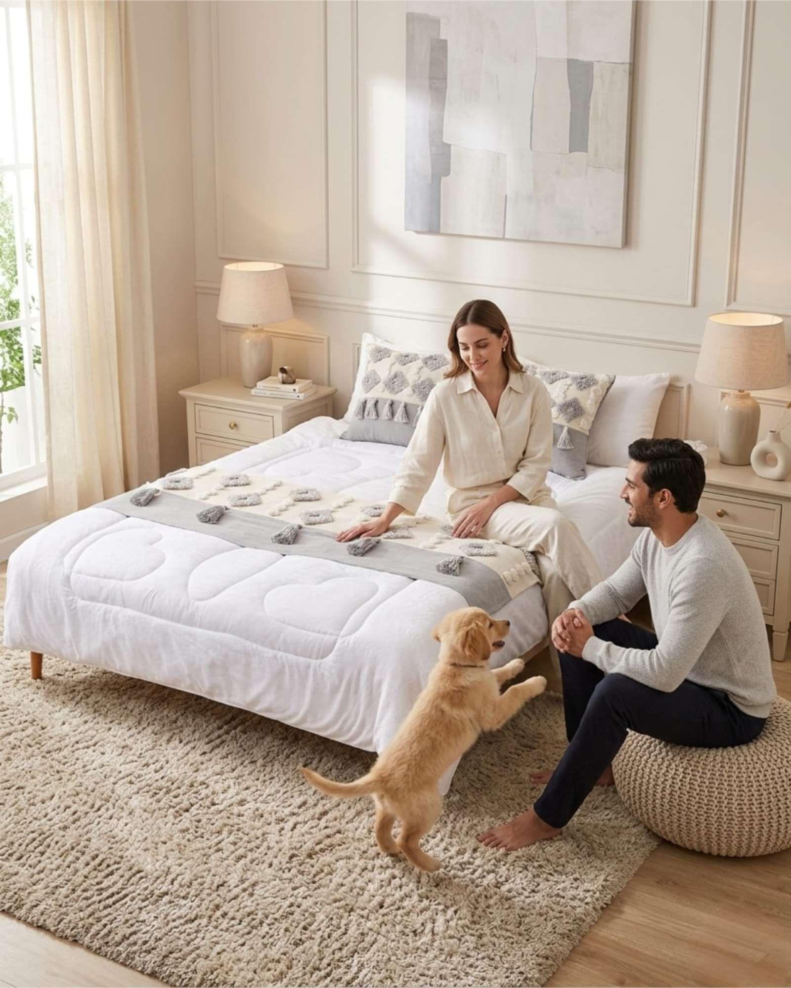 Set Piecera De Cama Boho Con Dos Fundas Cojin Bordado S3-1