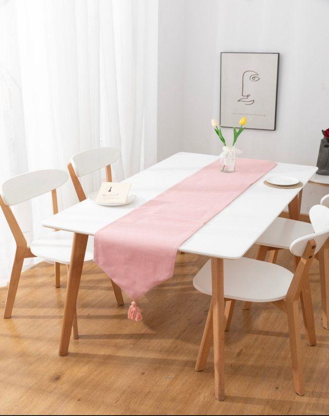 CAMINO DE MESA DE LINO 33 X 180cm Rosa-2