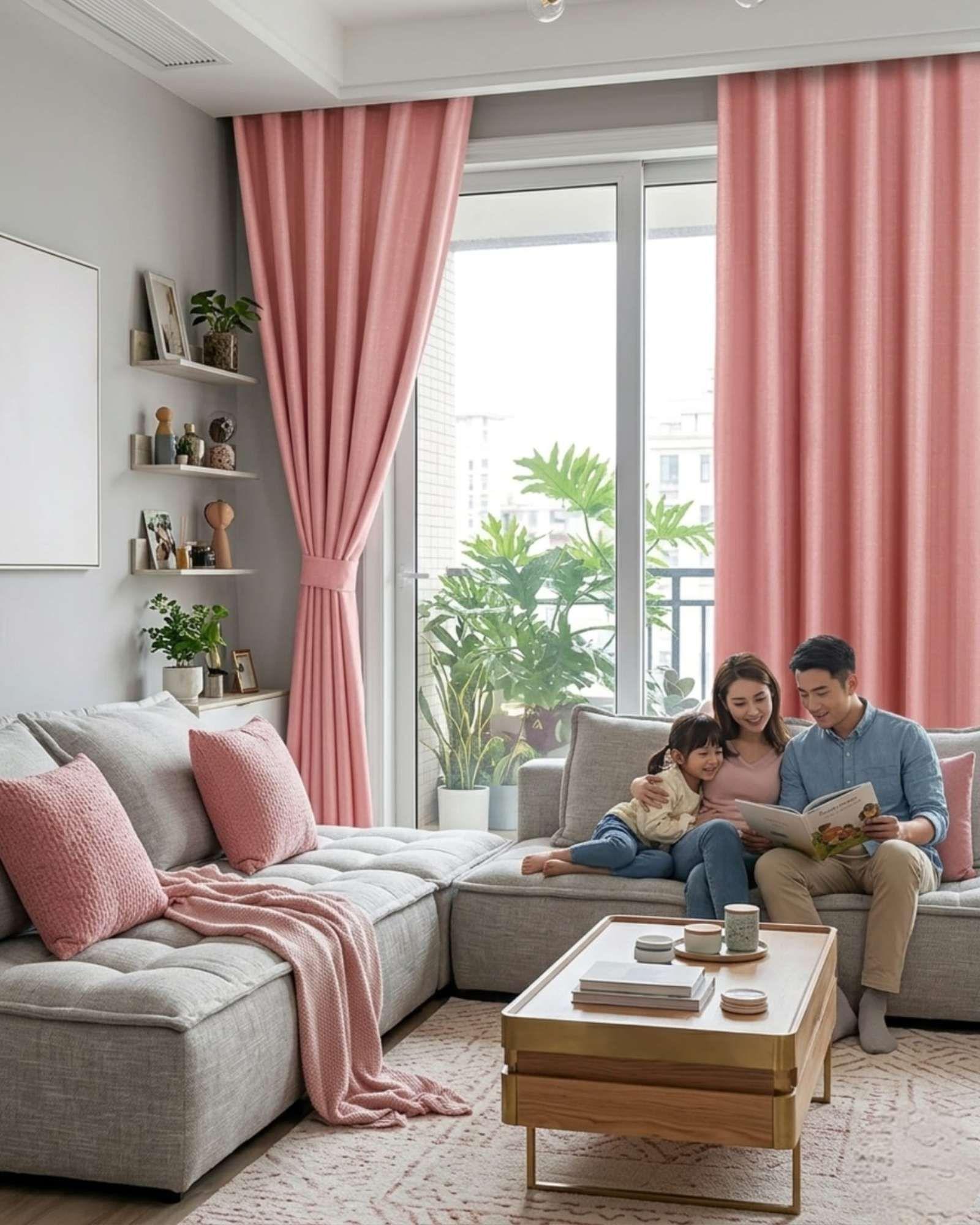 Set de Cortinas Blackout Engomadas Modernas de Lujo m12-3