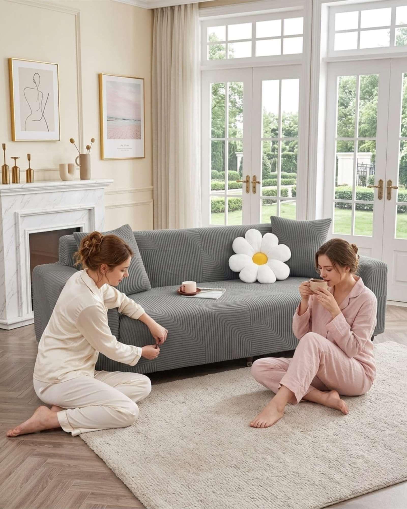 Funda Para Sofa 2 Cuerpos Diseño Moderno De Polar m1-2