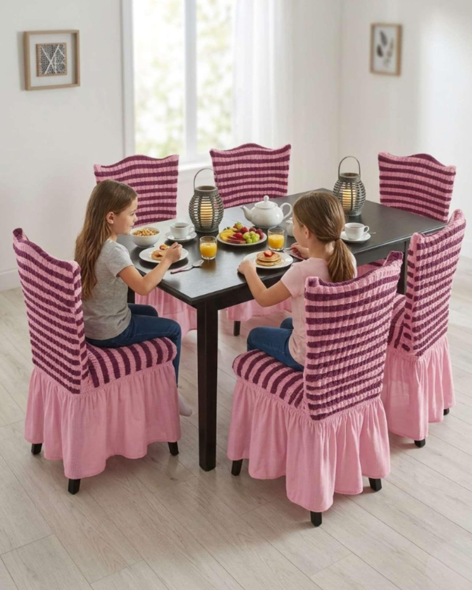 Set de 6 fundas turkas con falda con diseño de lineas M6-4