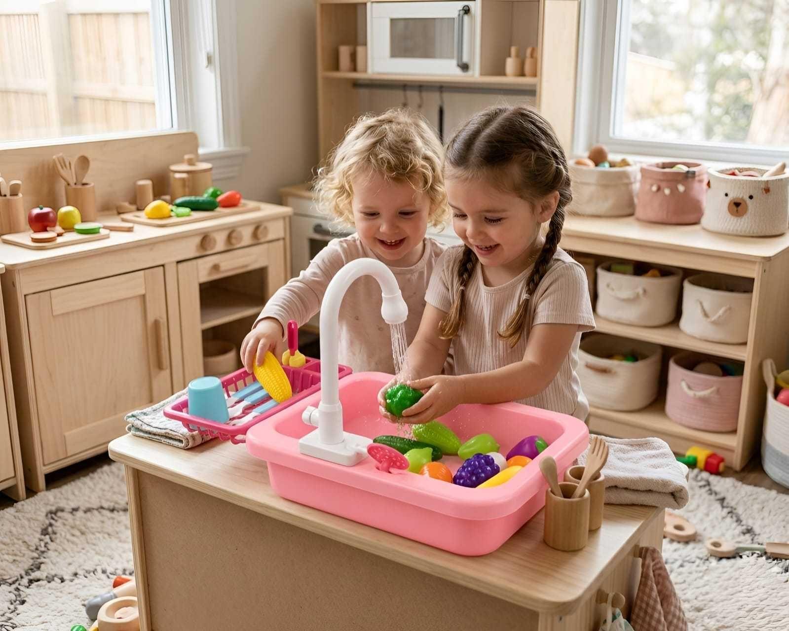 Set de Cocina Lavaplatos de Juguete con Circulación de Agua ROSA-2